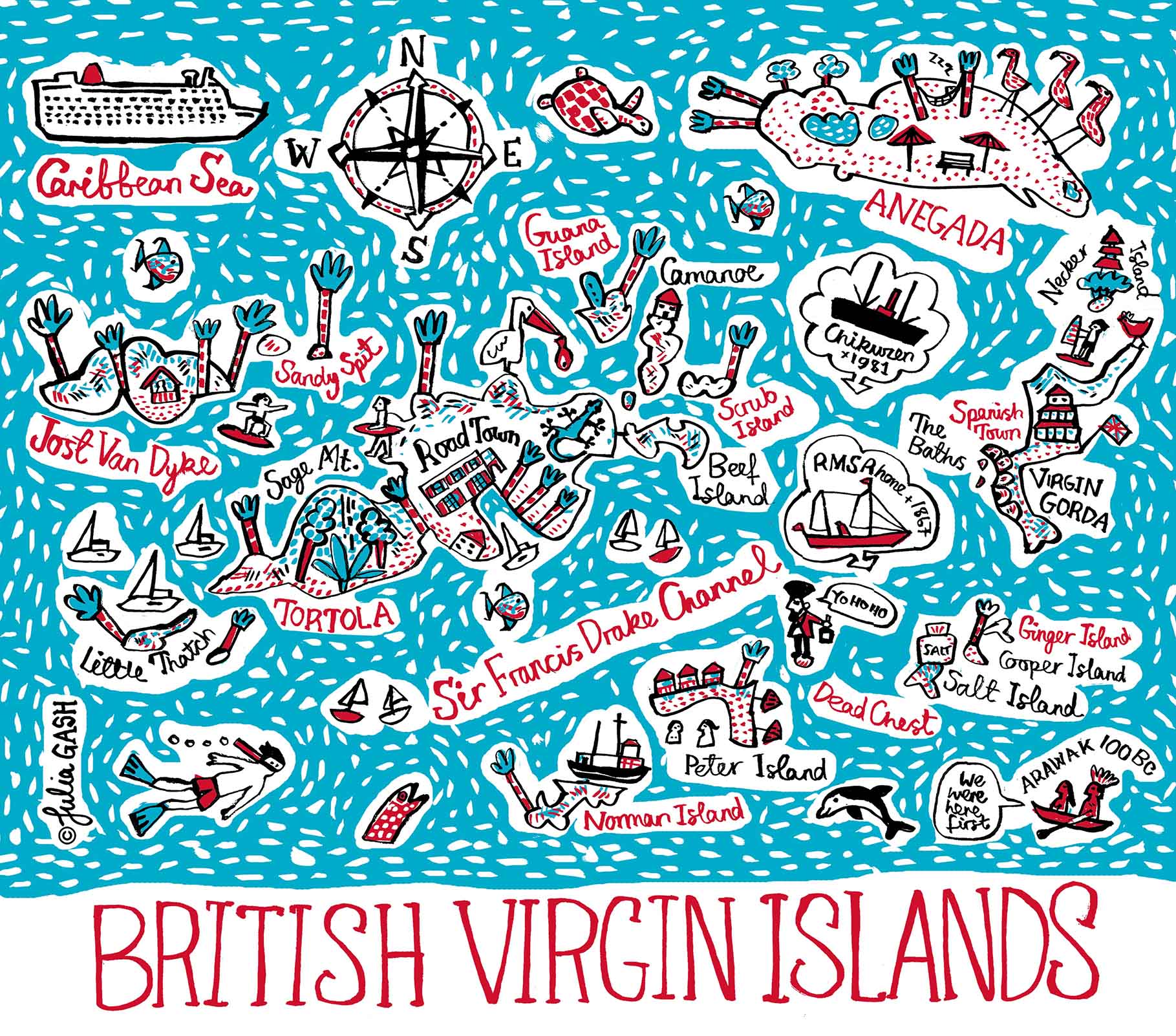 British Virgin Islands Art Print - Julia Gash