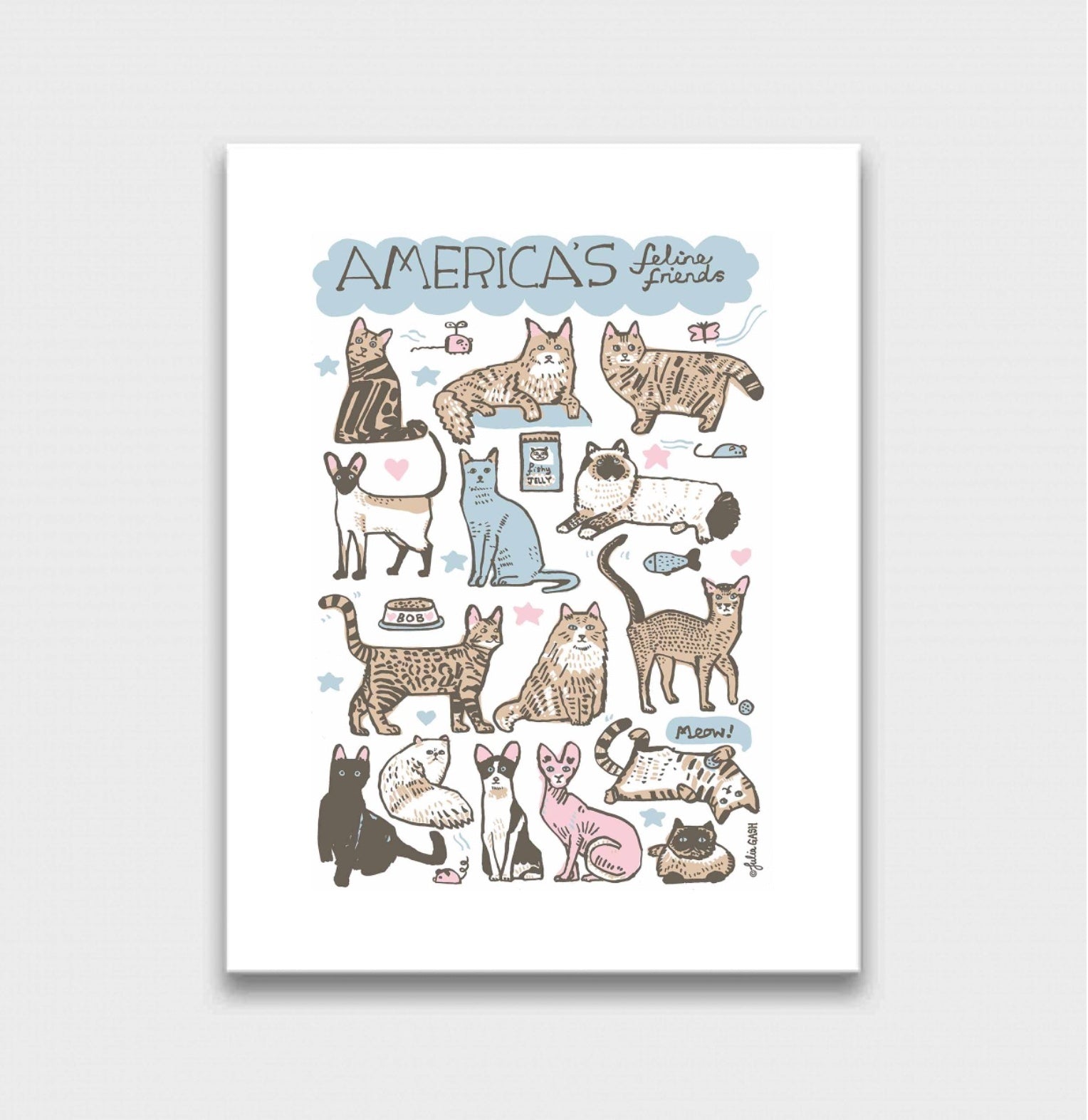 America’s Feline Friends Art Print - Julia Gash