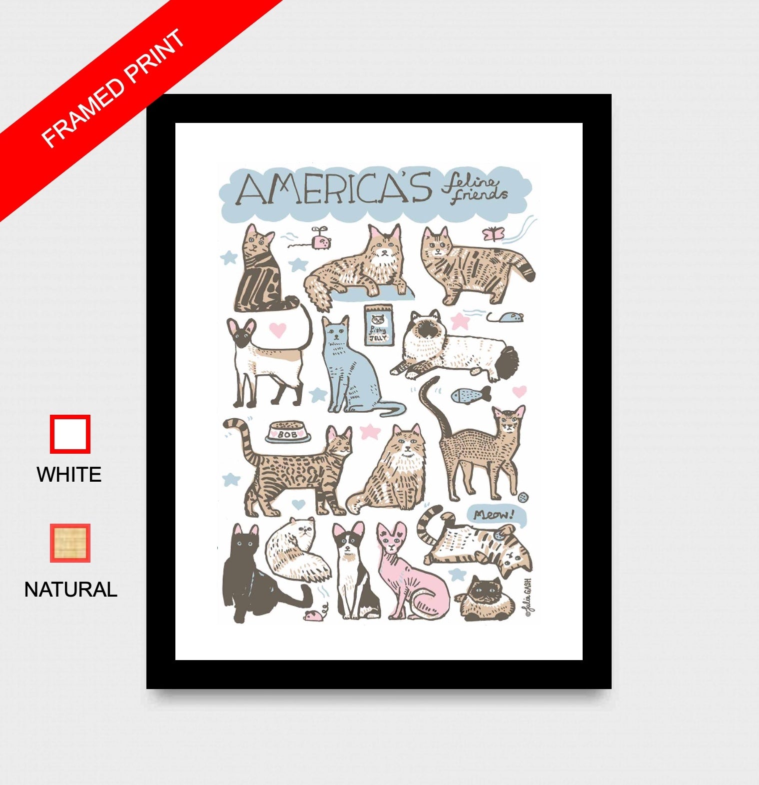 America’s Feline Friends Art Print - Julia Gash