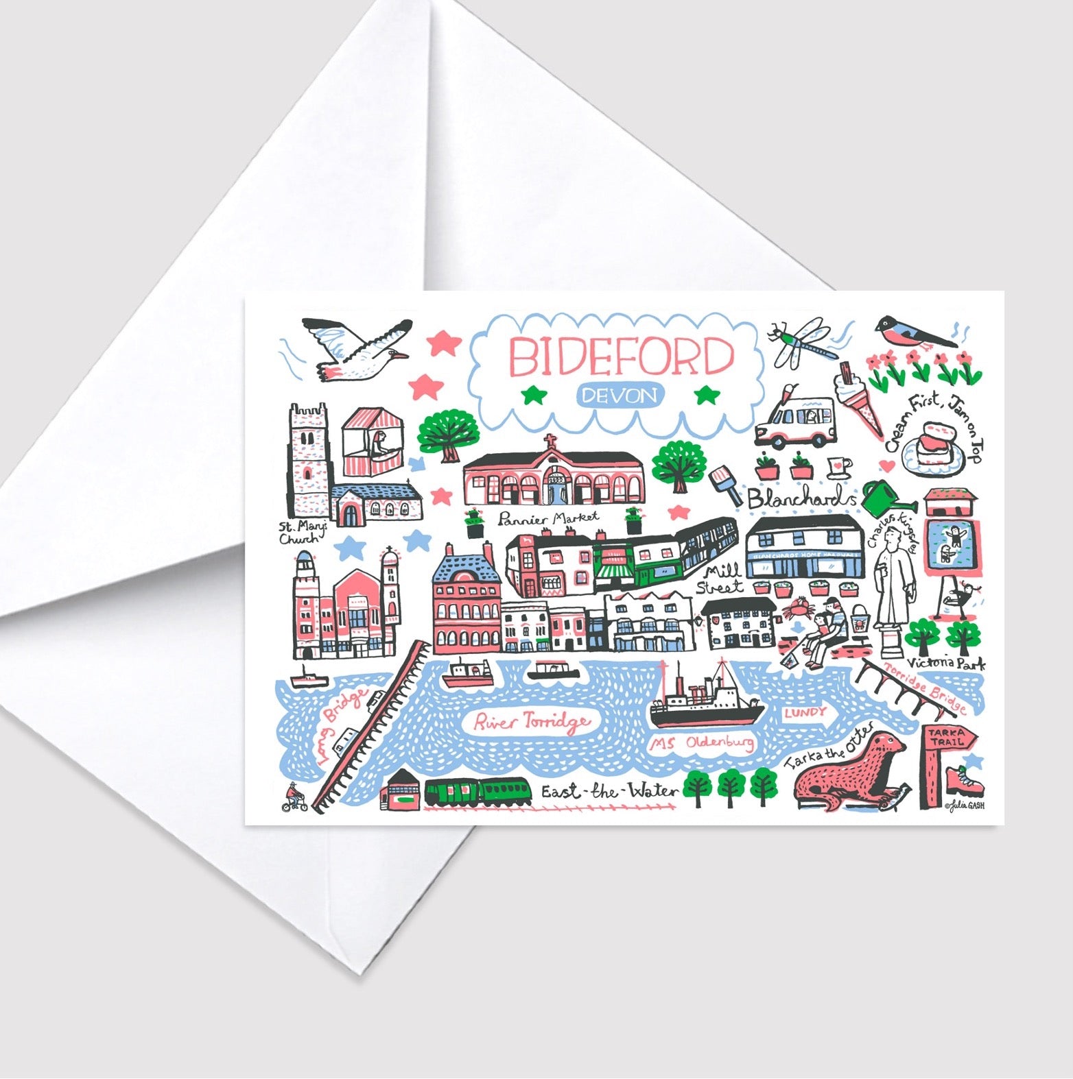 Bideford Greeting Card by Julia Gash