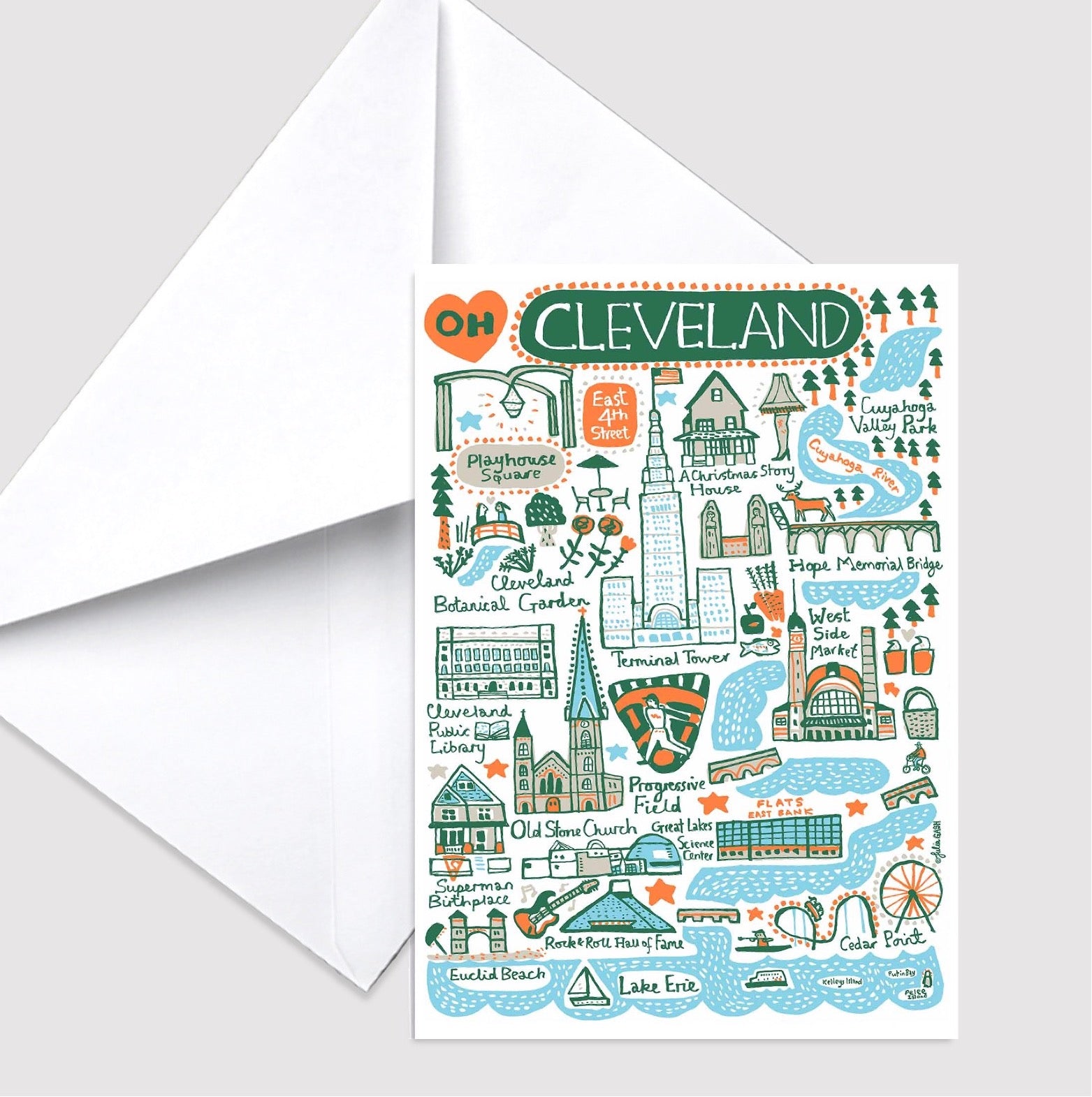 Cleveland Greeting Card by Julia Gash