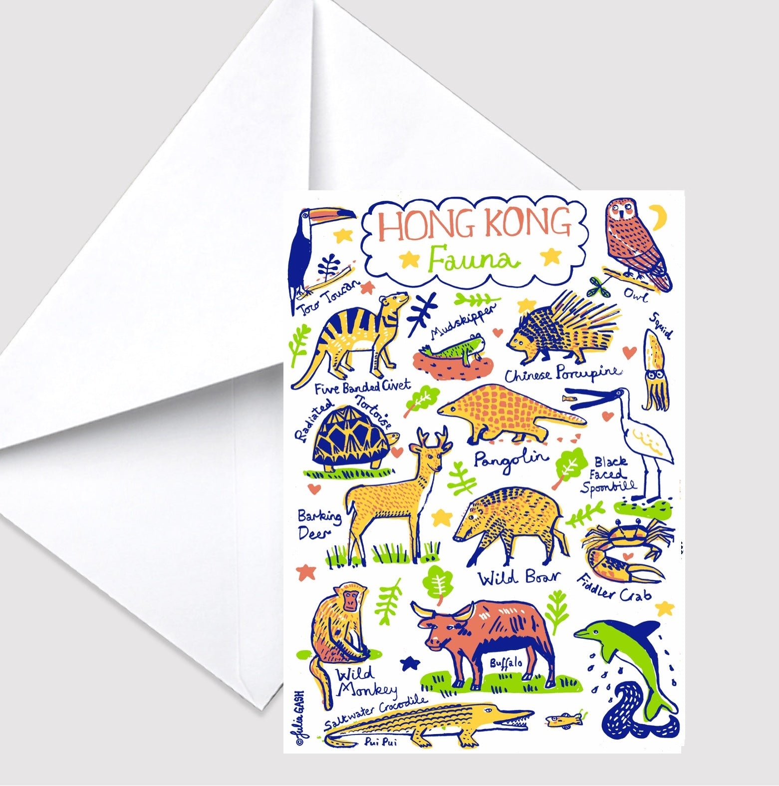 Hong Kong Fauna Greeting Card - Julia Gash