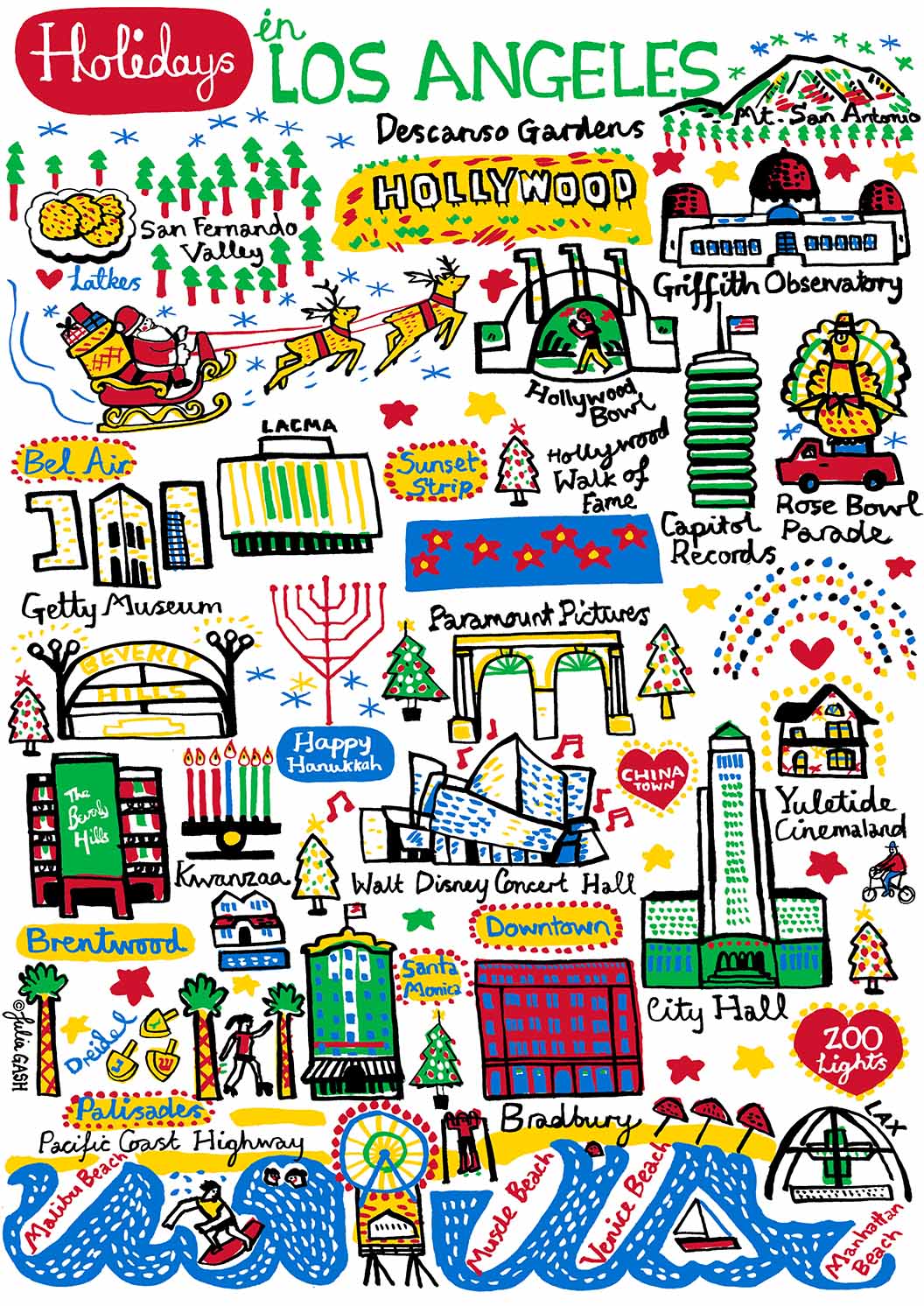 Holidays in Los Angeles Art Print - Julia Gash