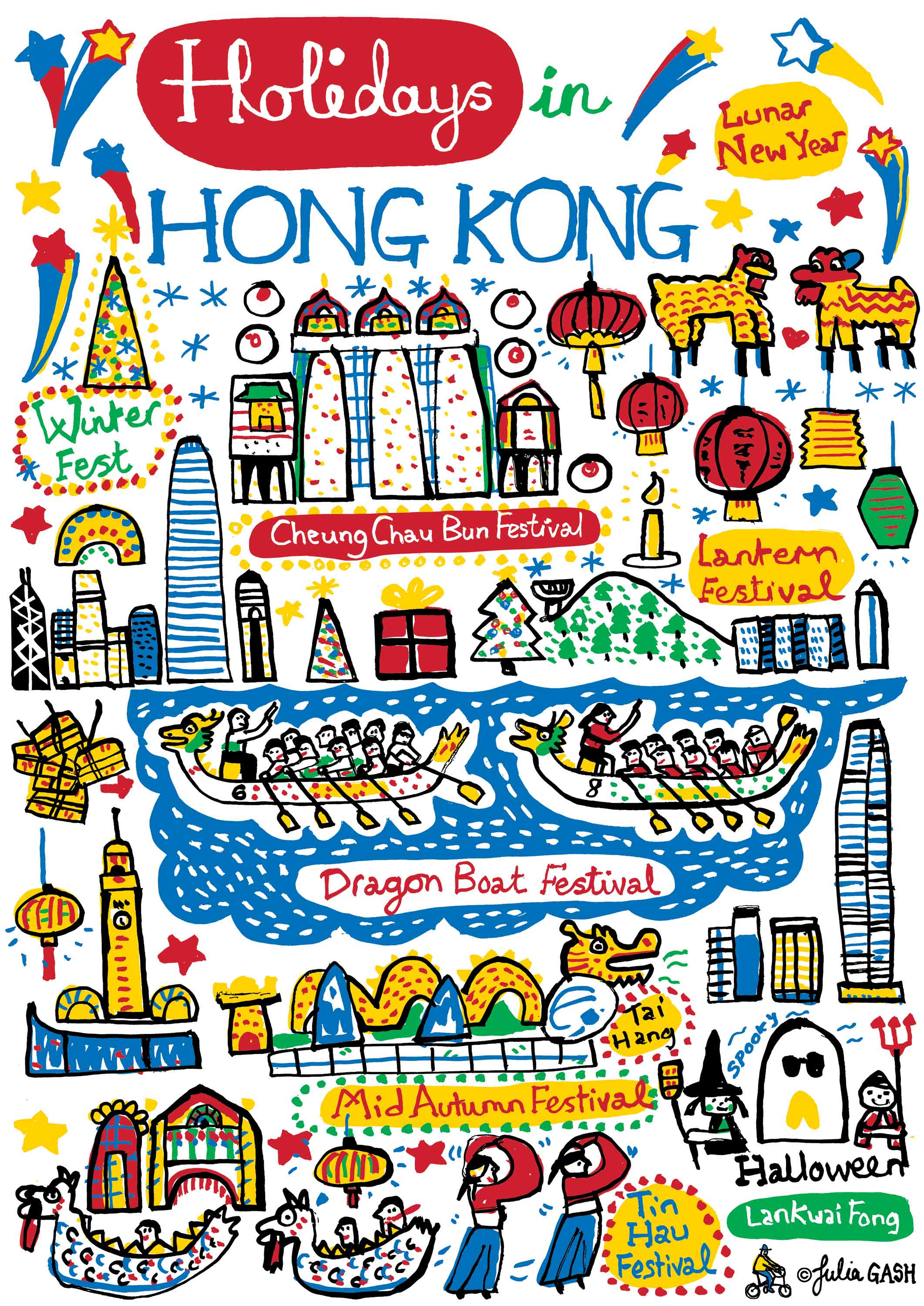 Holidays in Hong Kong Tote Bag - Julia Gash