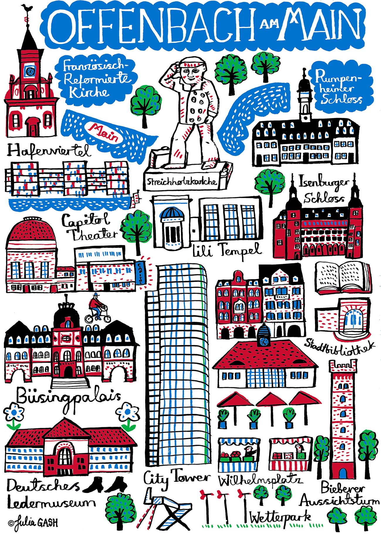 Offenbach Tote Bag by British Travel Artist Julia Gash