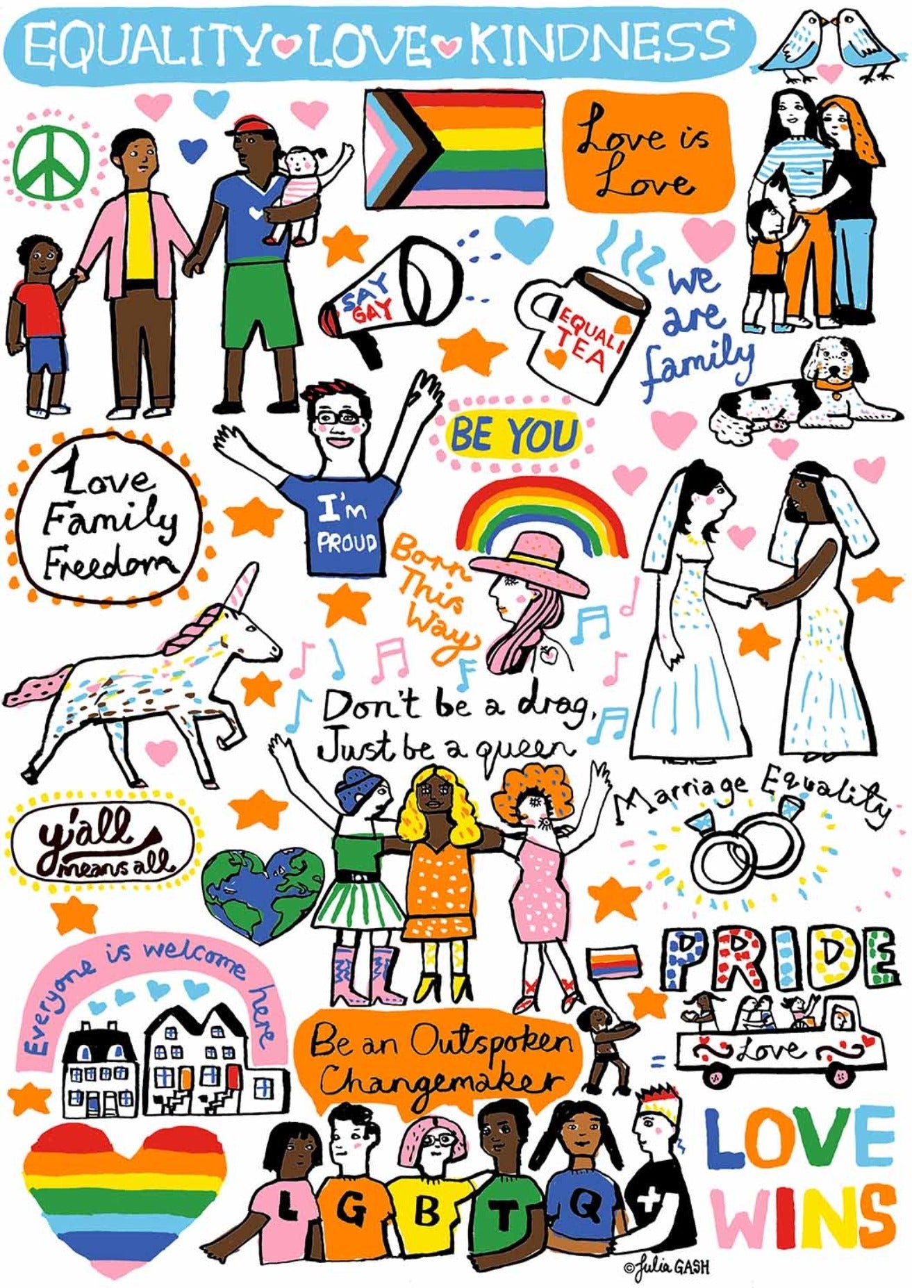 Love Wins Pride Tote Bag by Julia Gash
