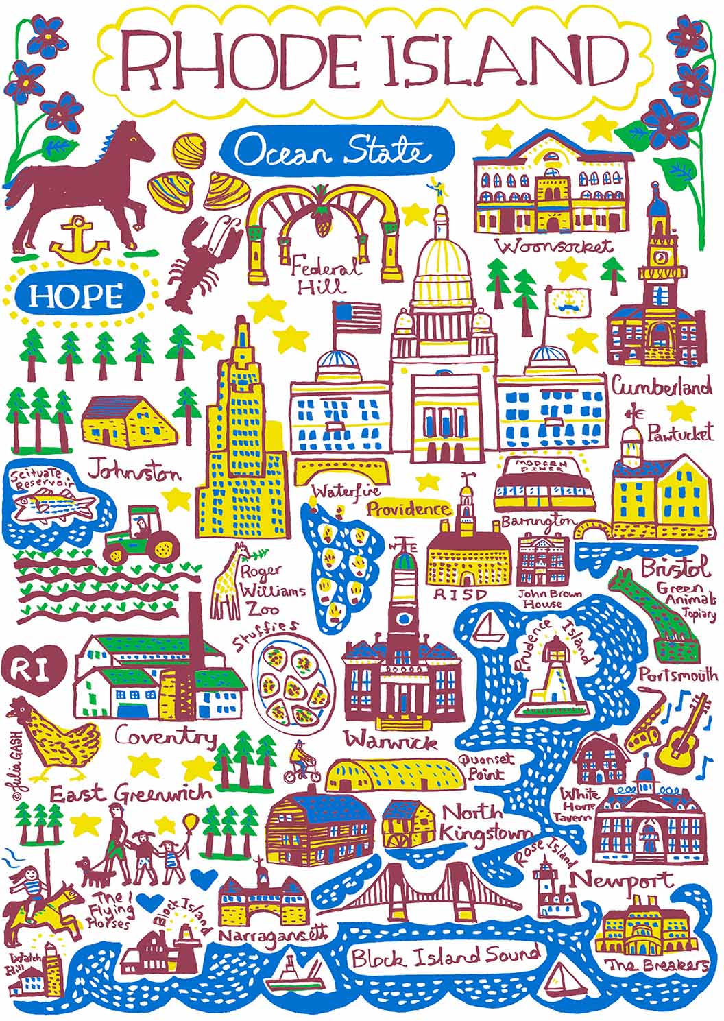 Rhode Island Postcard by Julia Gash