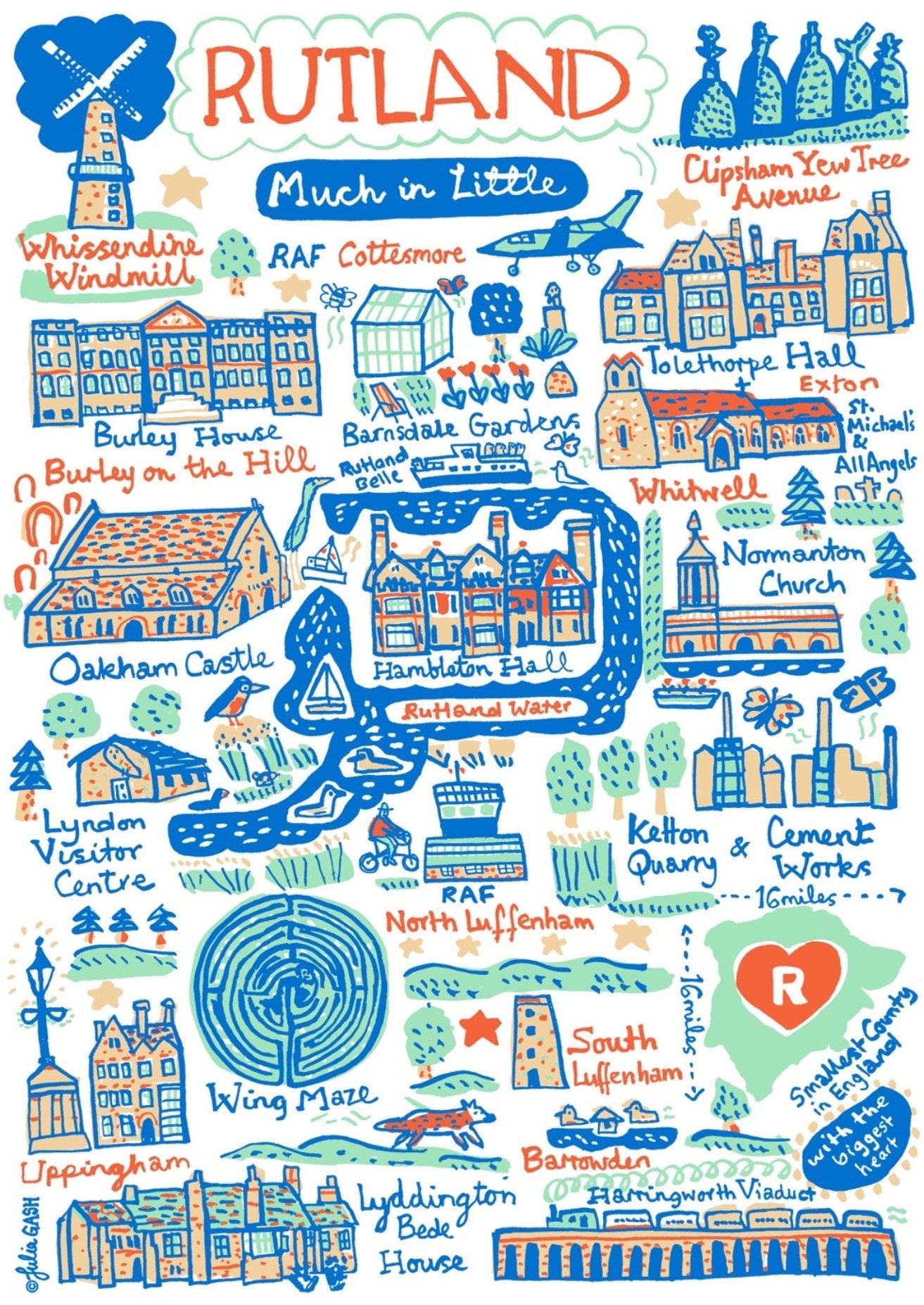 Rutland Tote Bag by British Travel Artist Julia Gash