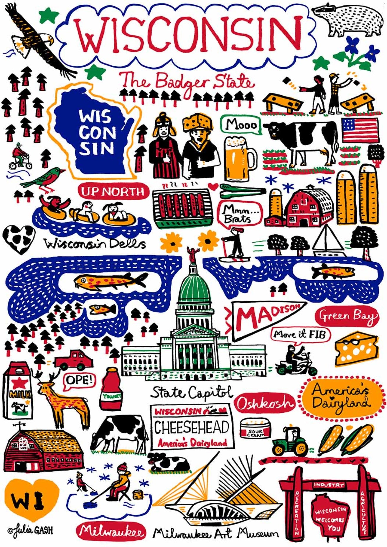 Wisconsin Art Print by Julia Gash