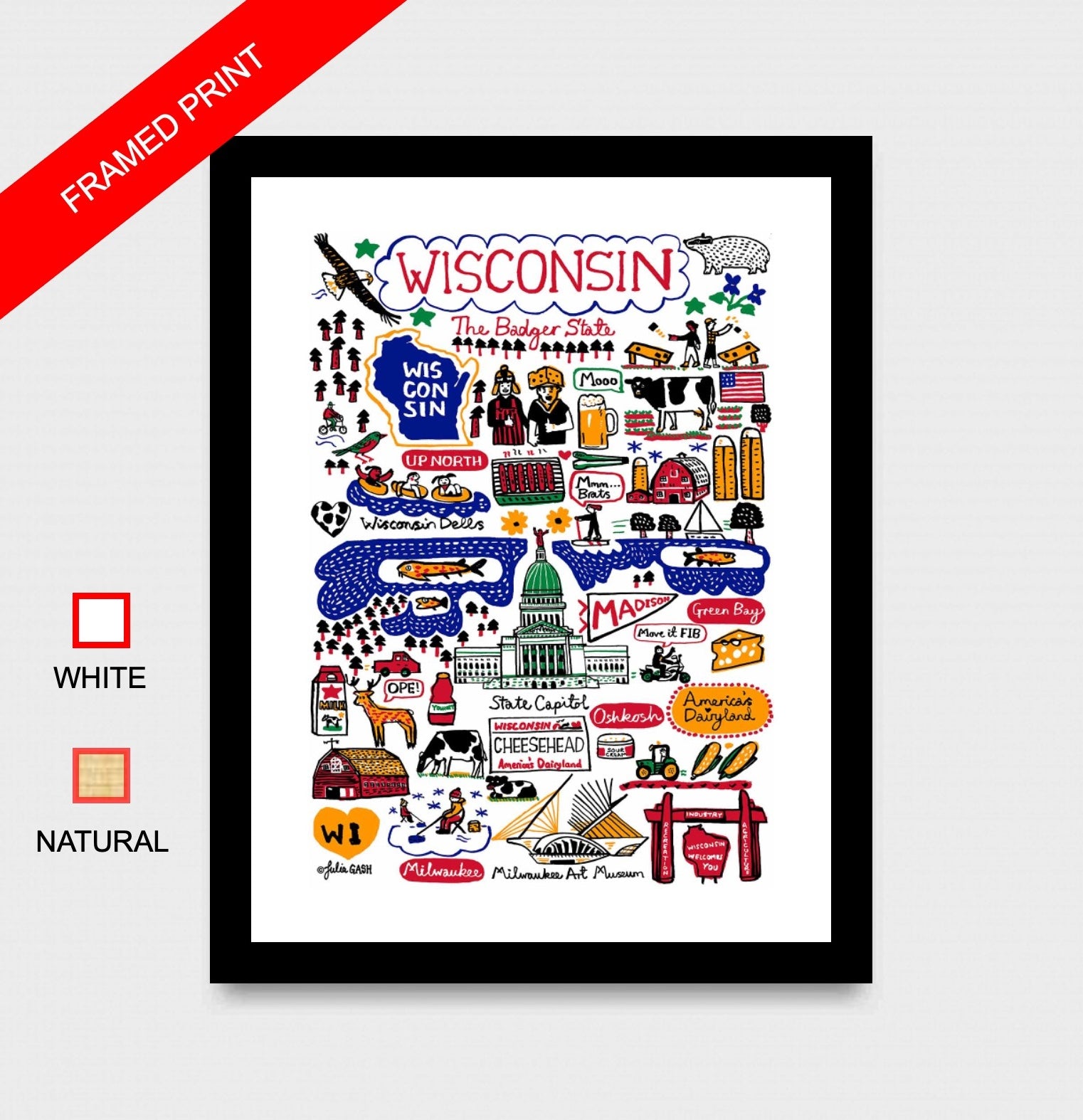 Wisconsin Art Print by Julia Gash