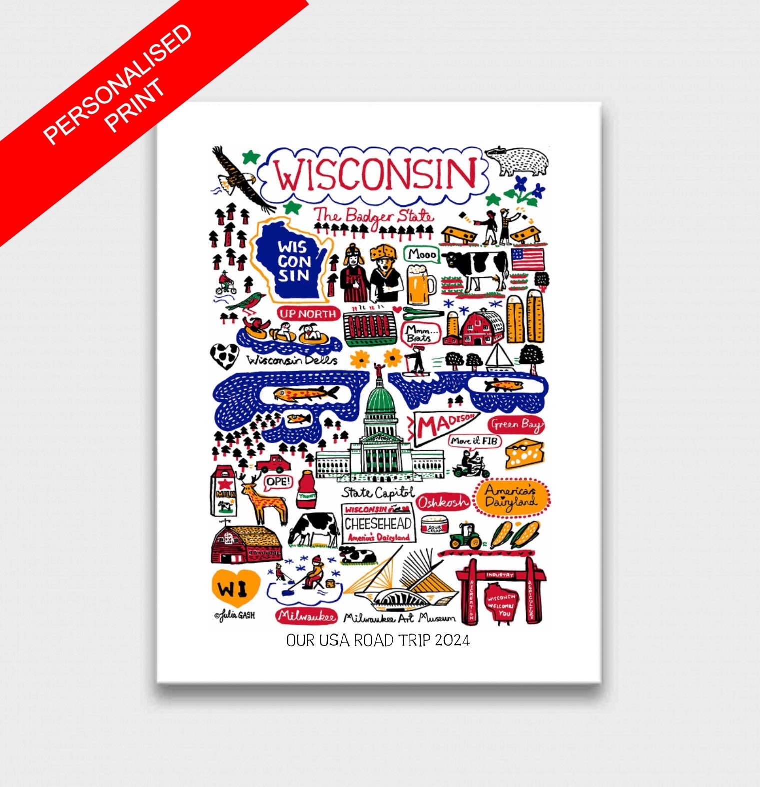 Wisconsin Art Print by Julia Gash