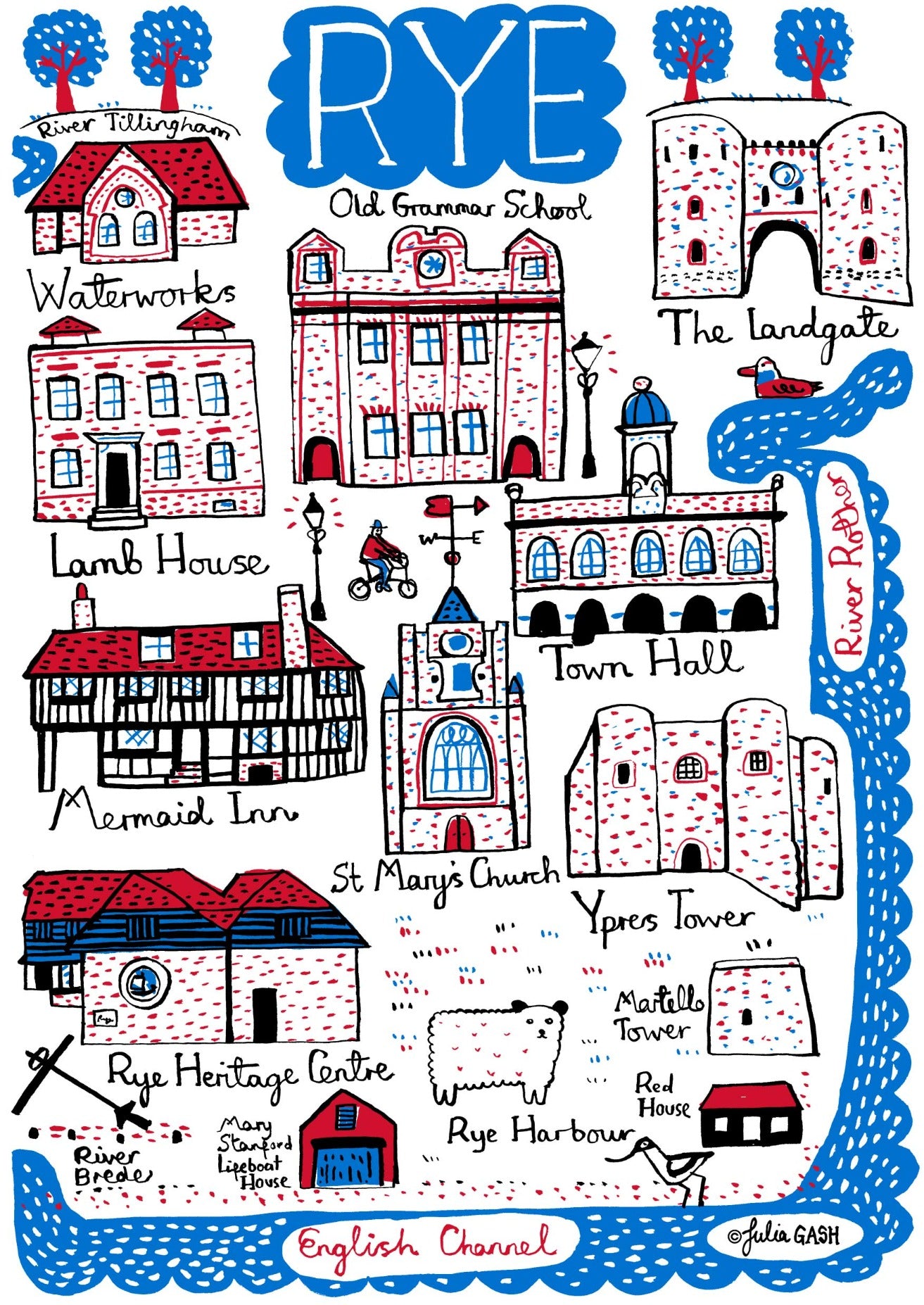 Rye Postcard by British artist Julia Gash