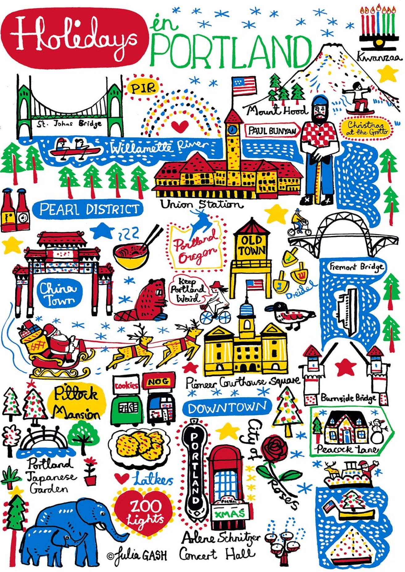 Holidays in Portland Art Print by Julia Gash