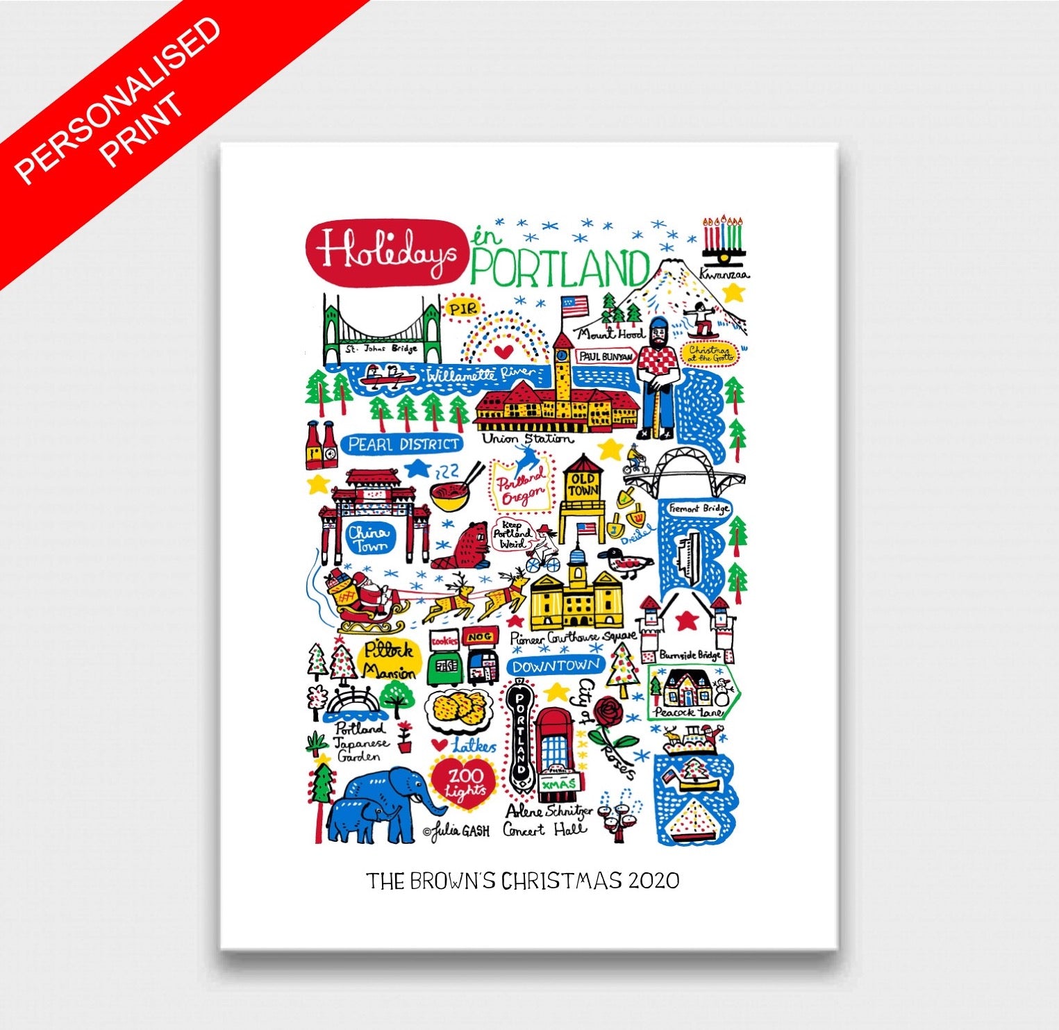 Holidays in Portland Art Print by Julia Gash
