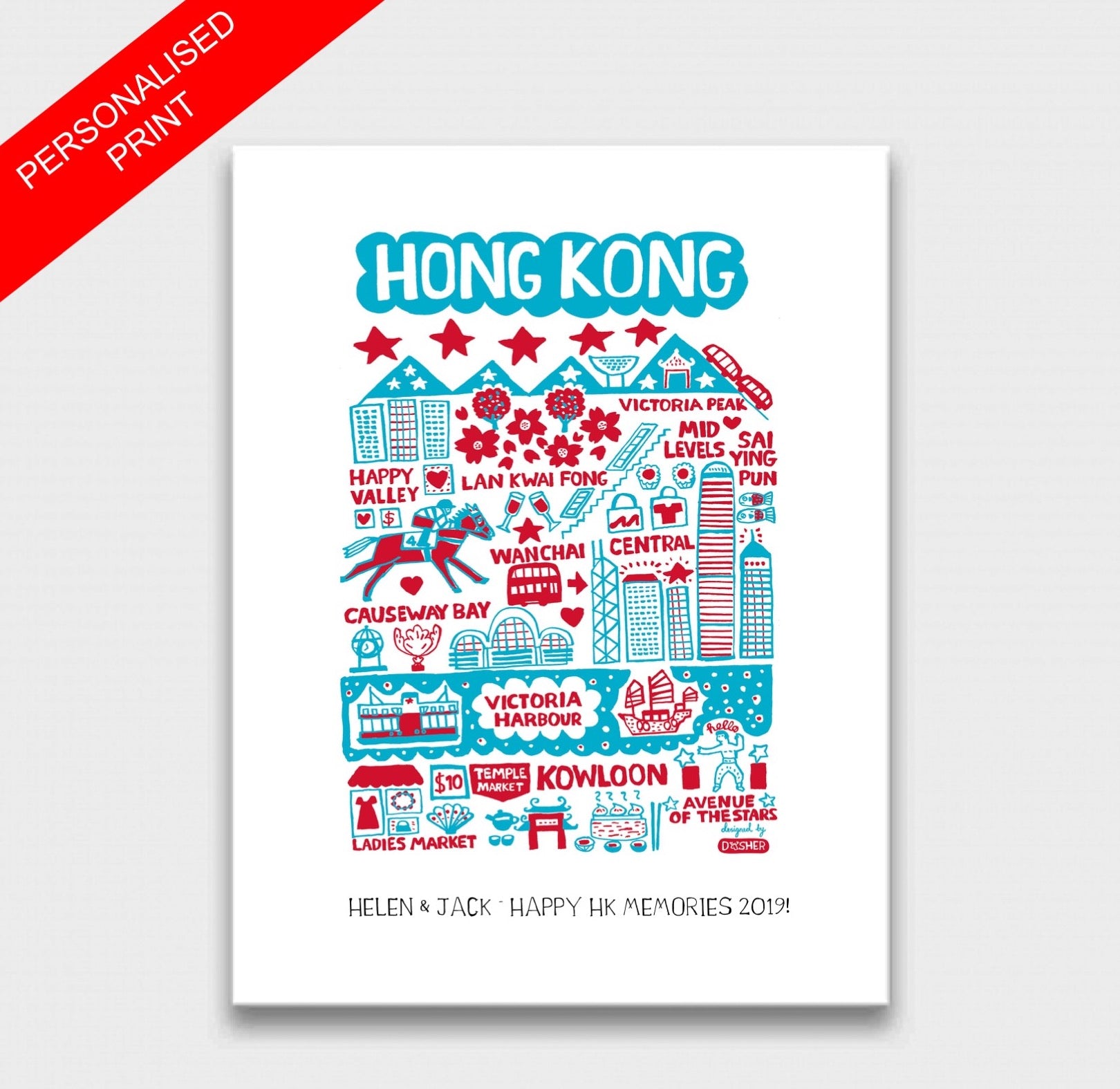 Hong Kong by Dasher Art Print - Julia Gash