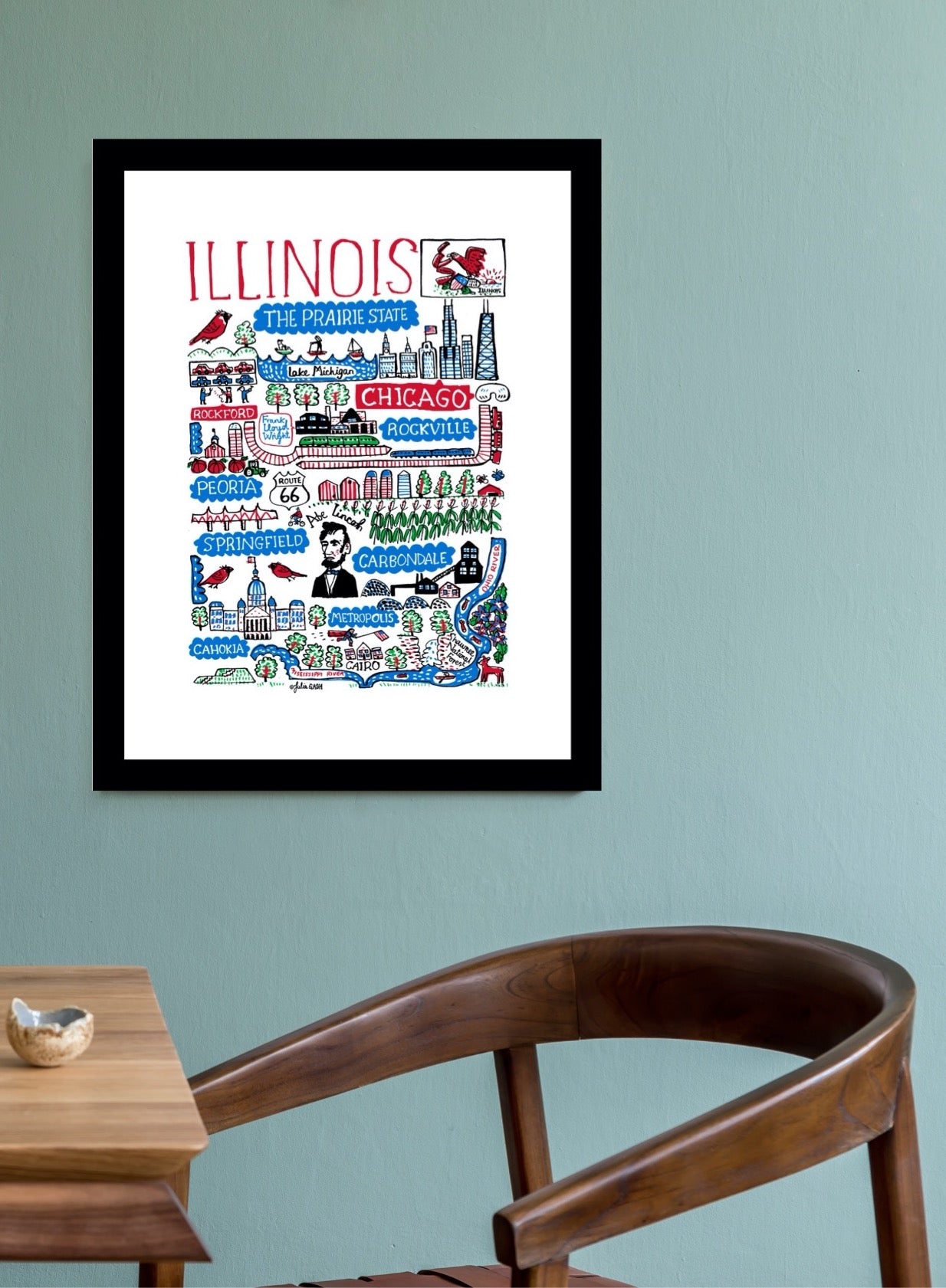 Illinois Chicago Springfield Metropolis Art Print - Julia Gash