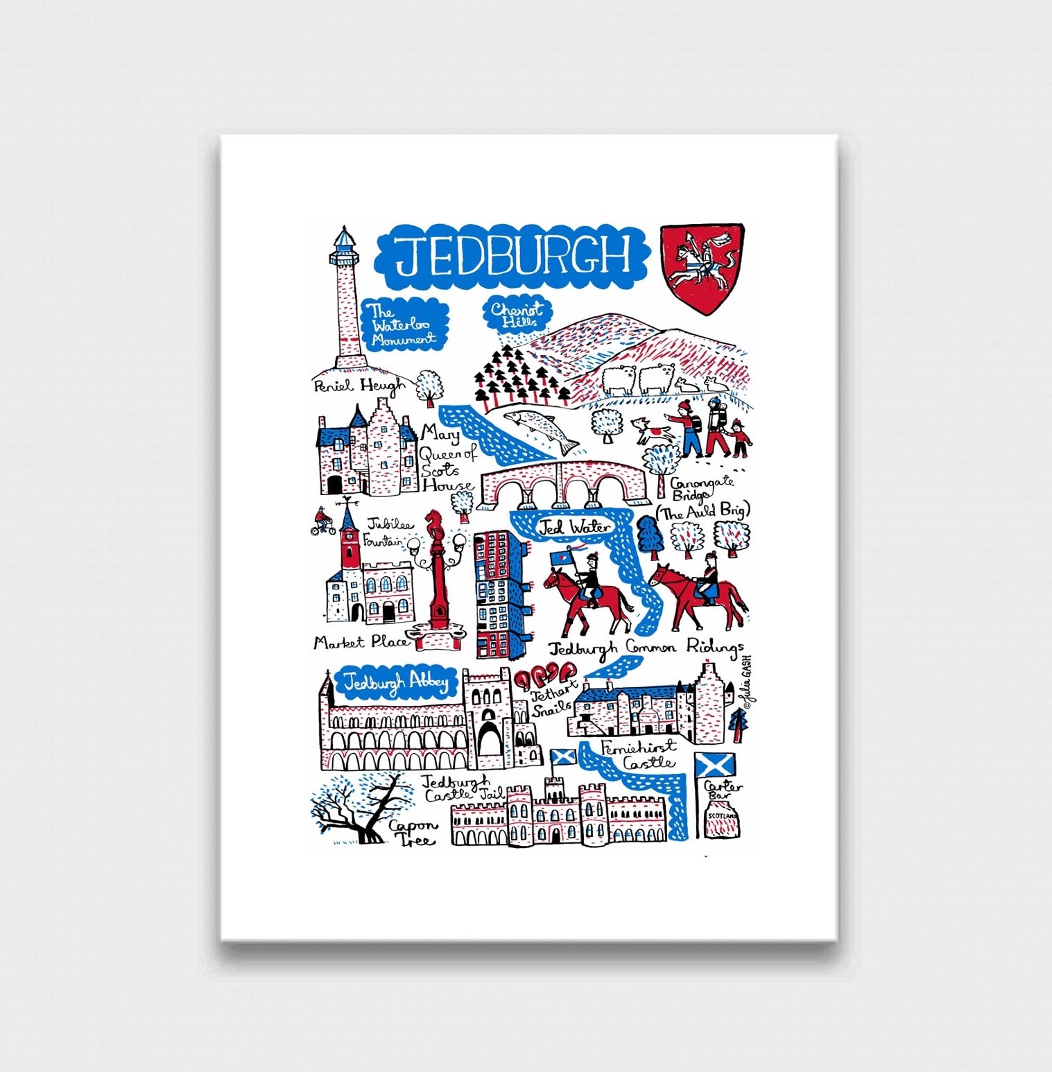 Contemporary Travel Art Print of Jedburgh, Scotland by British artist Julia Gash