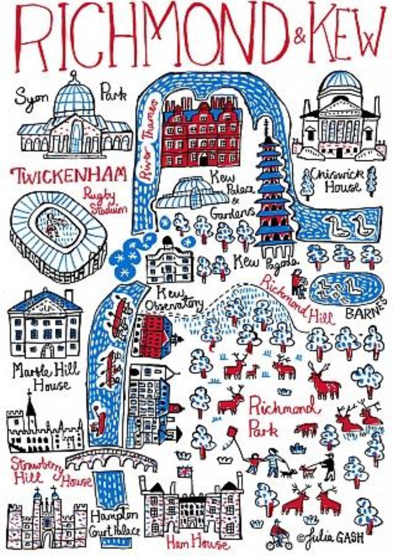 London Richmond and Kew Twickenham Art Print - Julia Gash