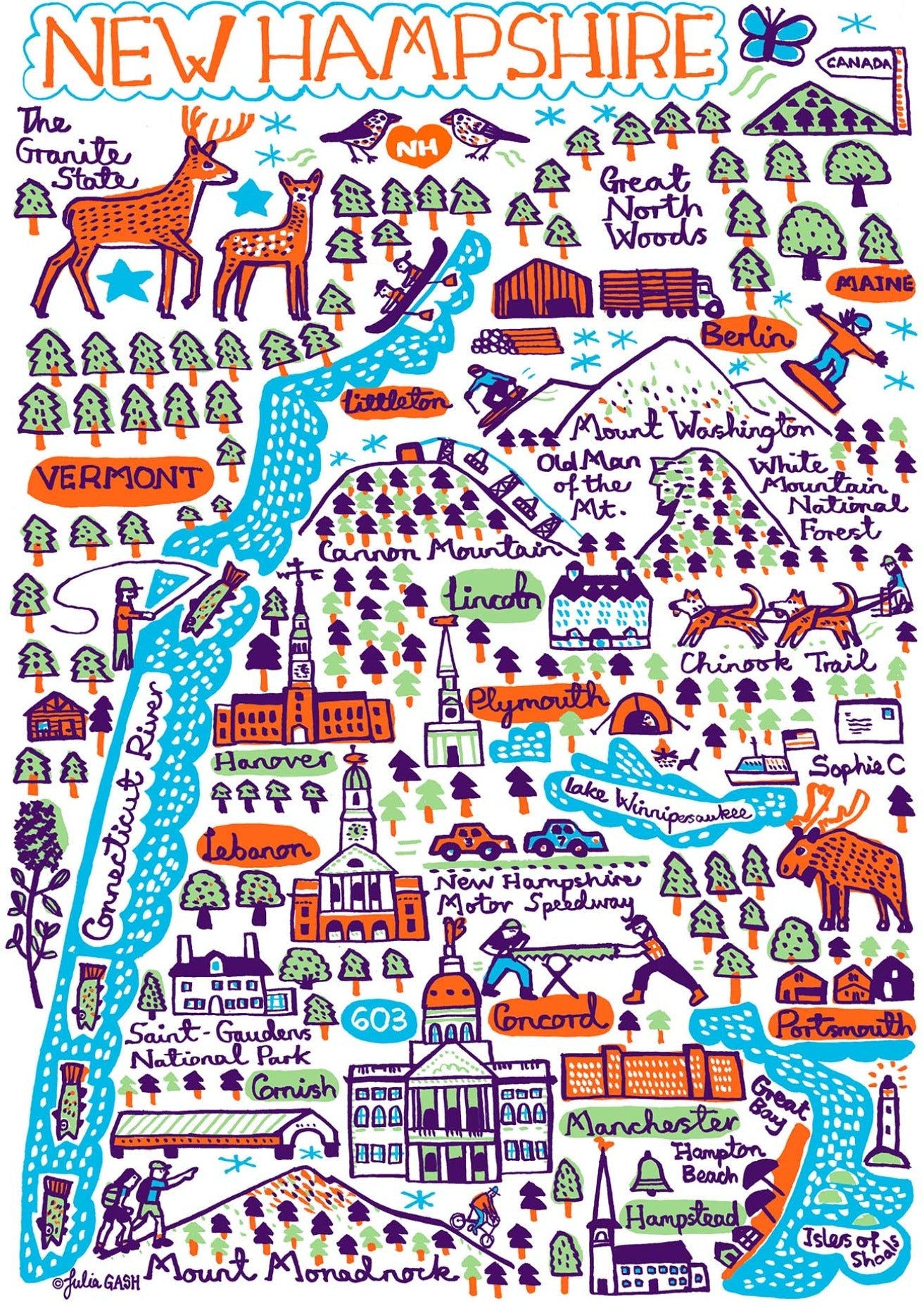 New Hampshire Postcard - Julia Gash