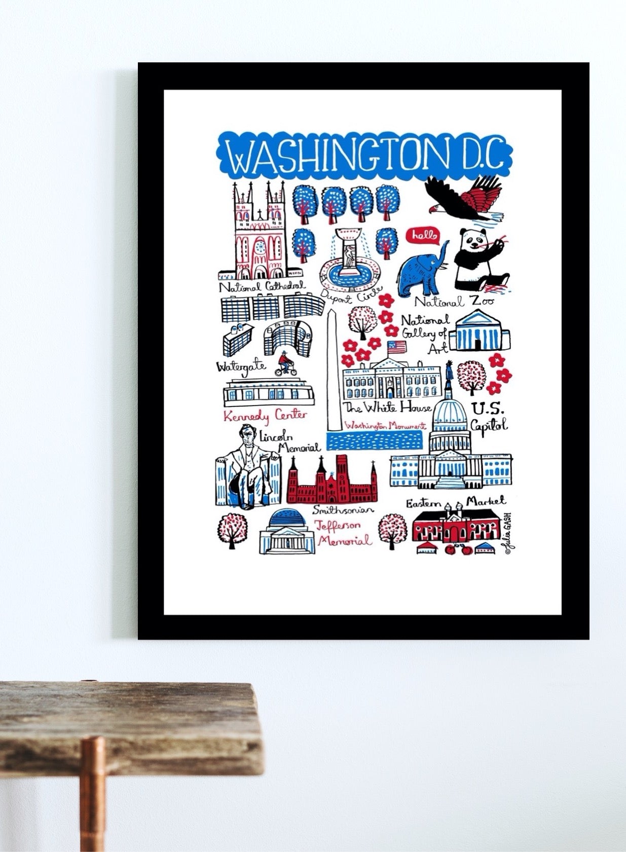 Washington DC Travel Art Print by Julia Gash featuring The White House, US Capitol, Washington Monument, Lincoln Memorial
