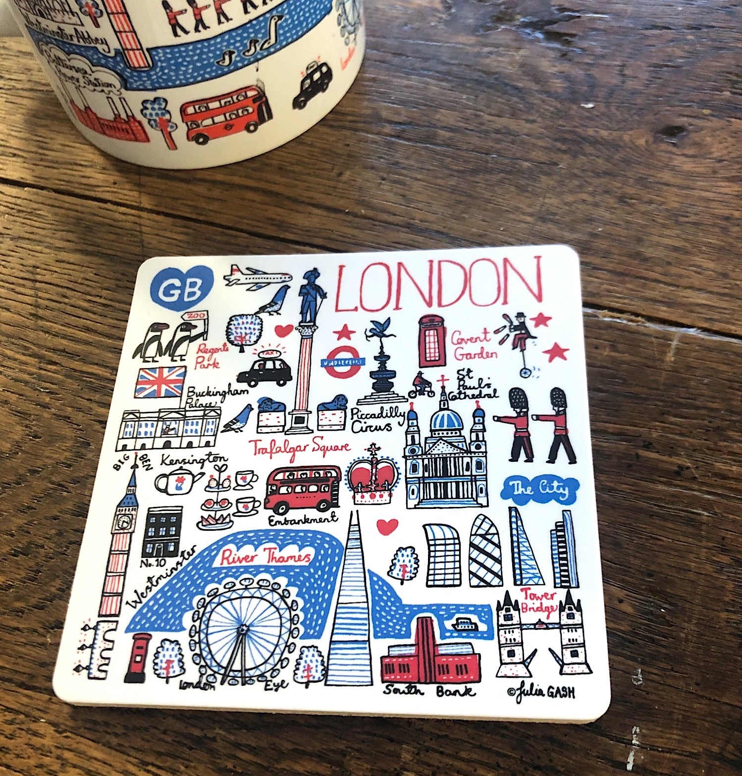 London coaster by British travel artist Julia Gash