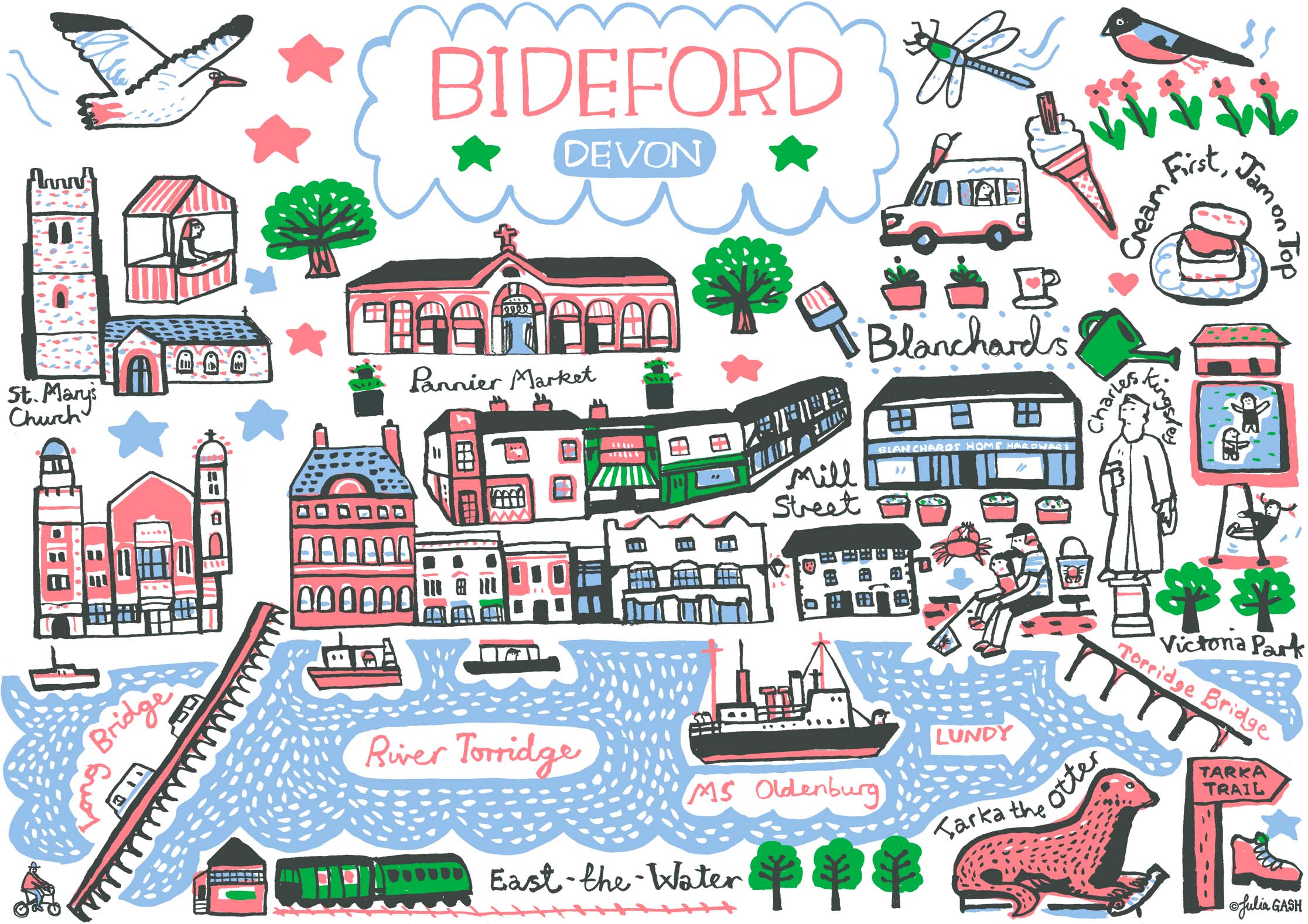 Bideford Print by Julia Gash