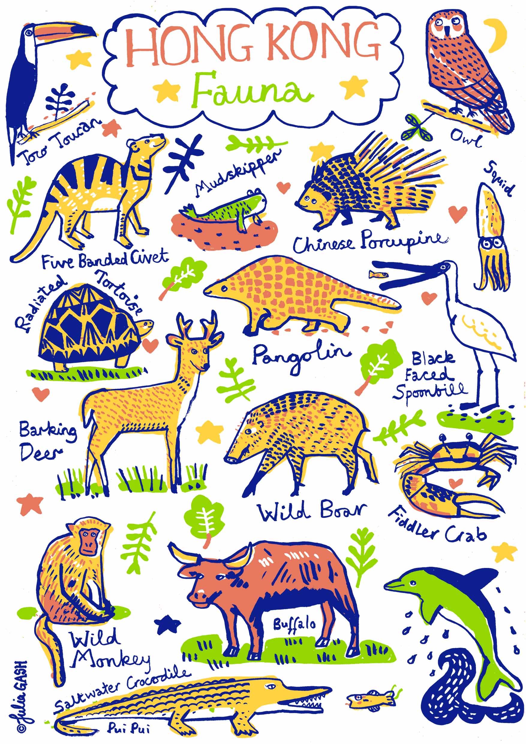 Hong Kong Fauna Art Print