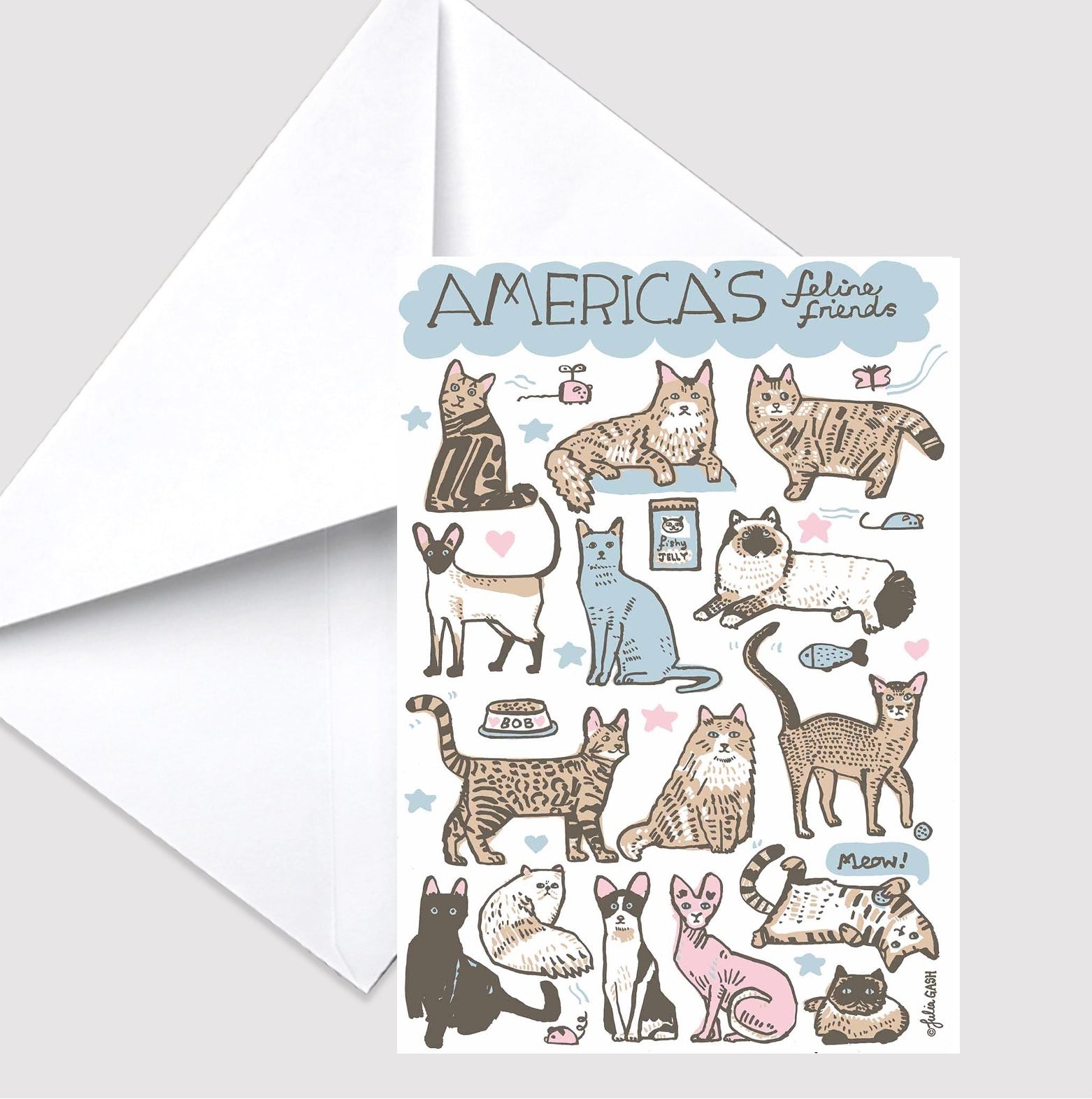 America's Feline Friends Greeting Card - Julia Gash