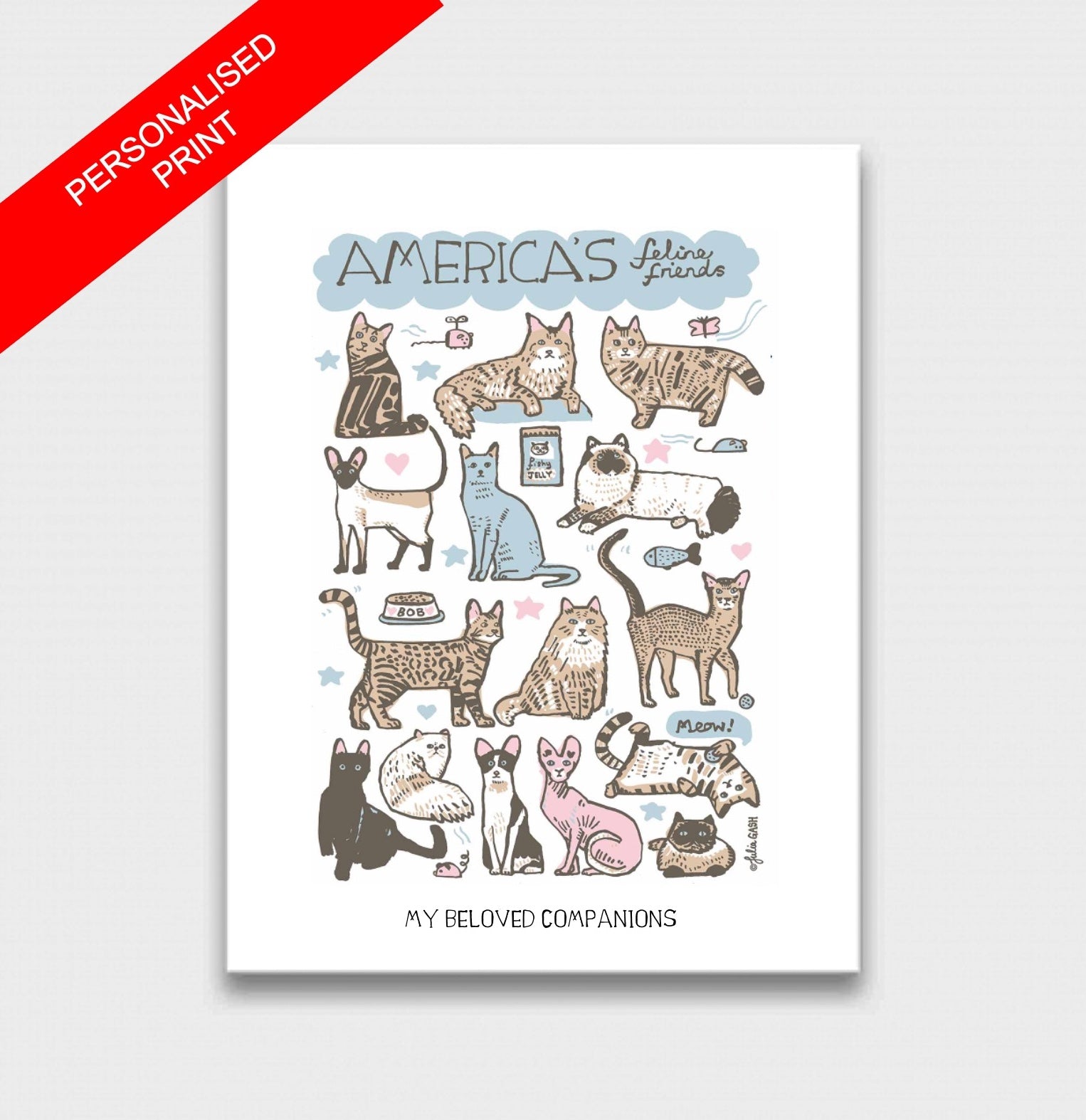 America’s Feline Friends Art Print - Julia Gash