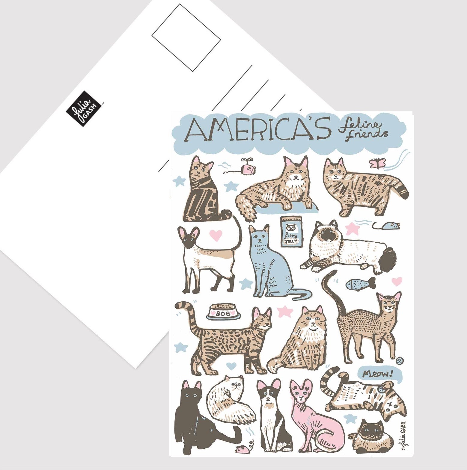 America's Feline Friends Postcard - Julia Gash