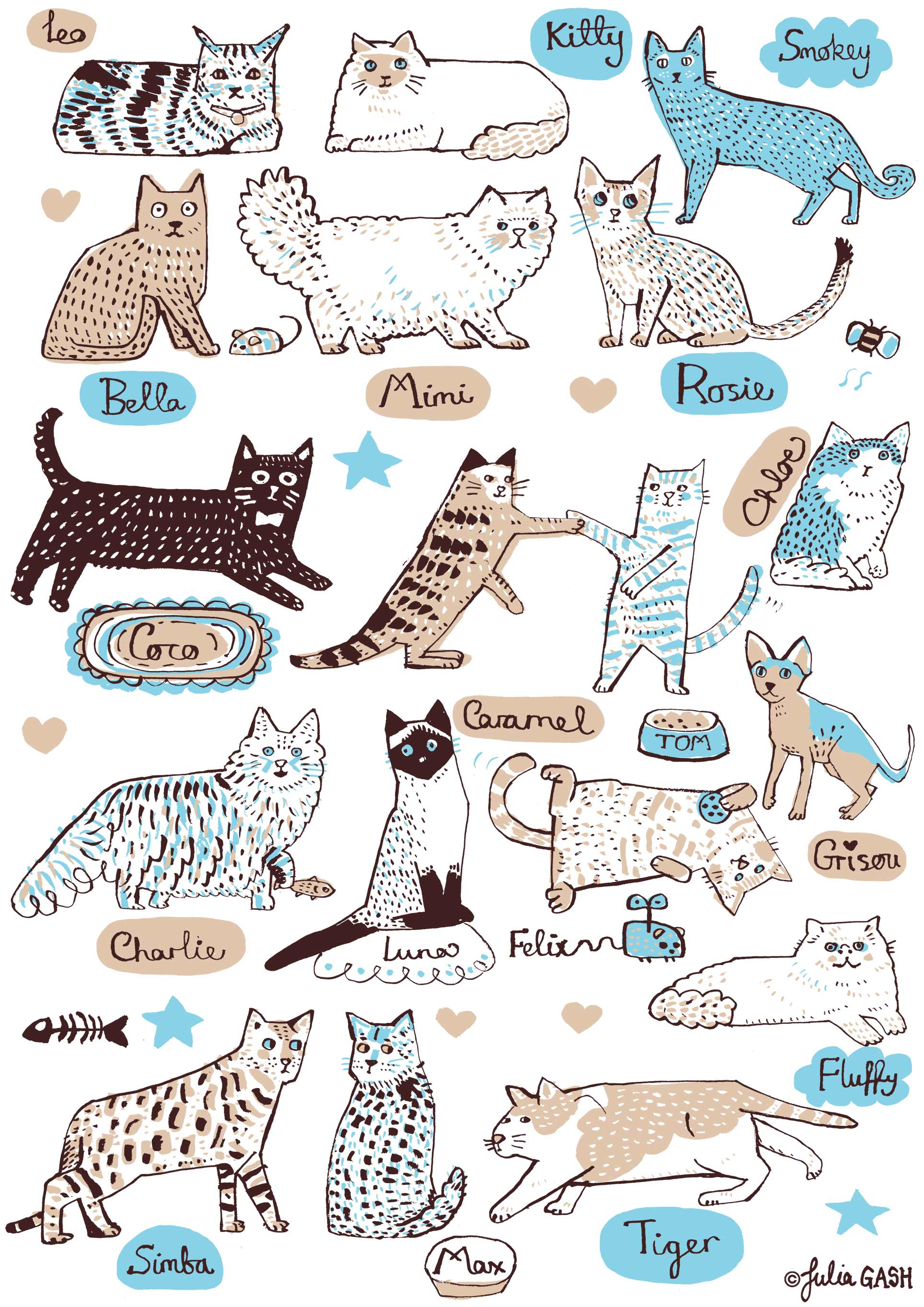 Our Feline Friends Art Print - Julia Gash