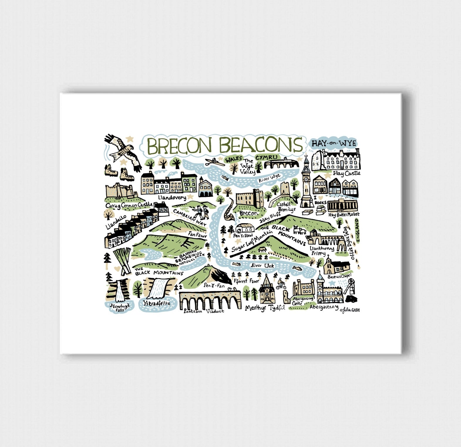 Brecon Beacons and Hay-on-Wye Art Print