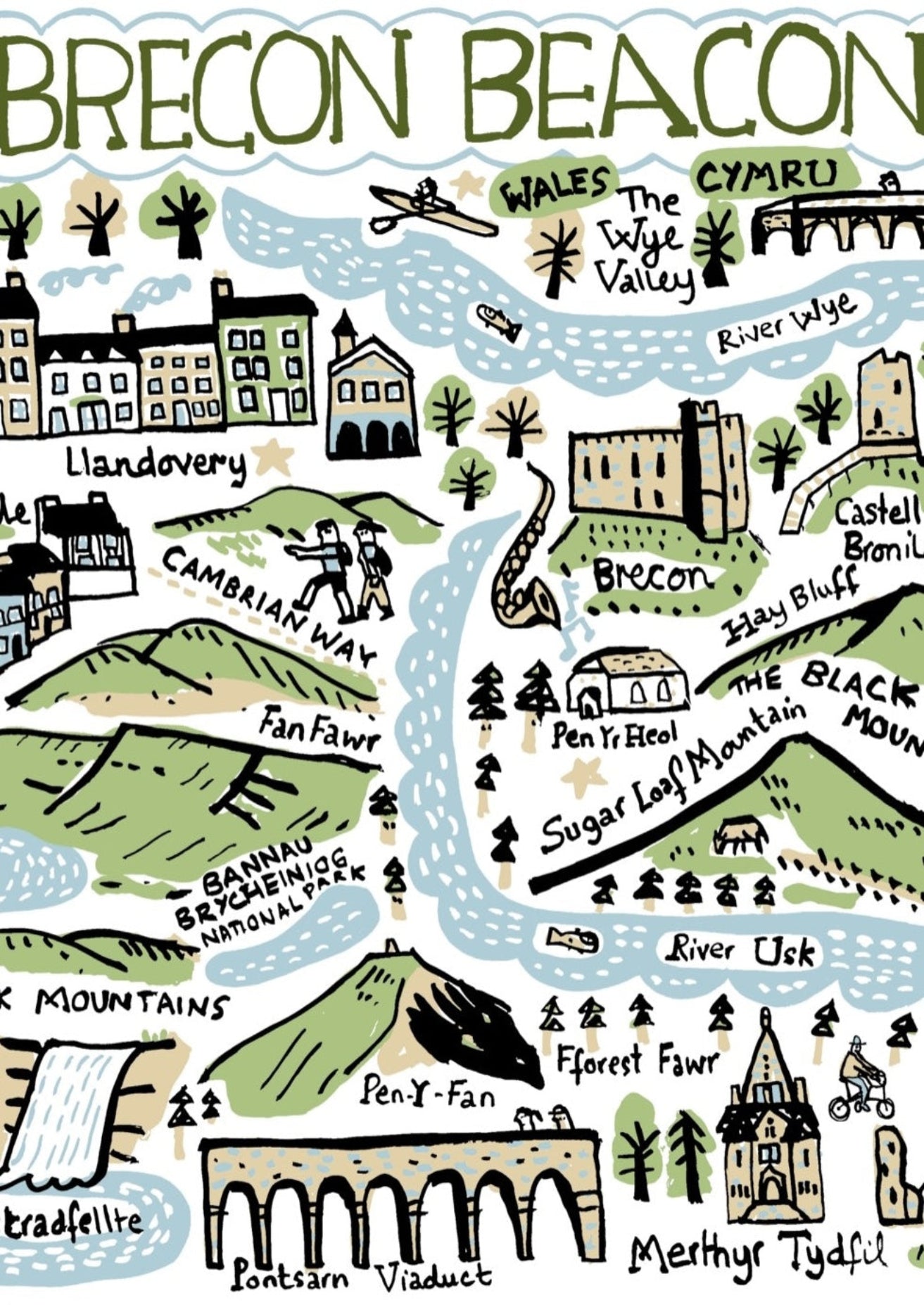 Brecon Beacons and Hay-on-Wye Art Print