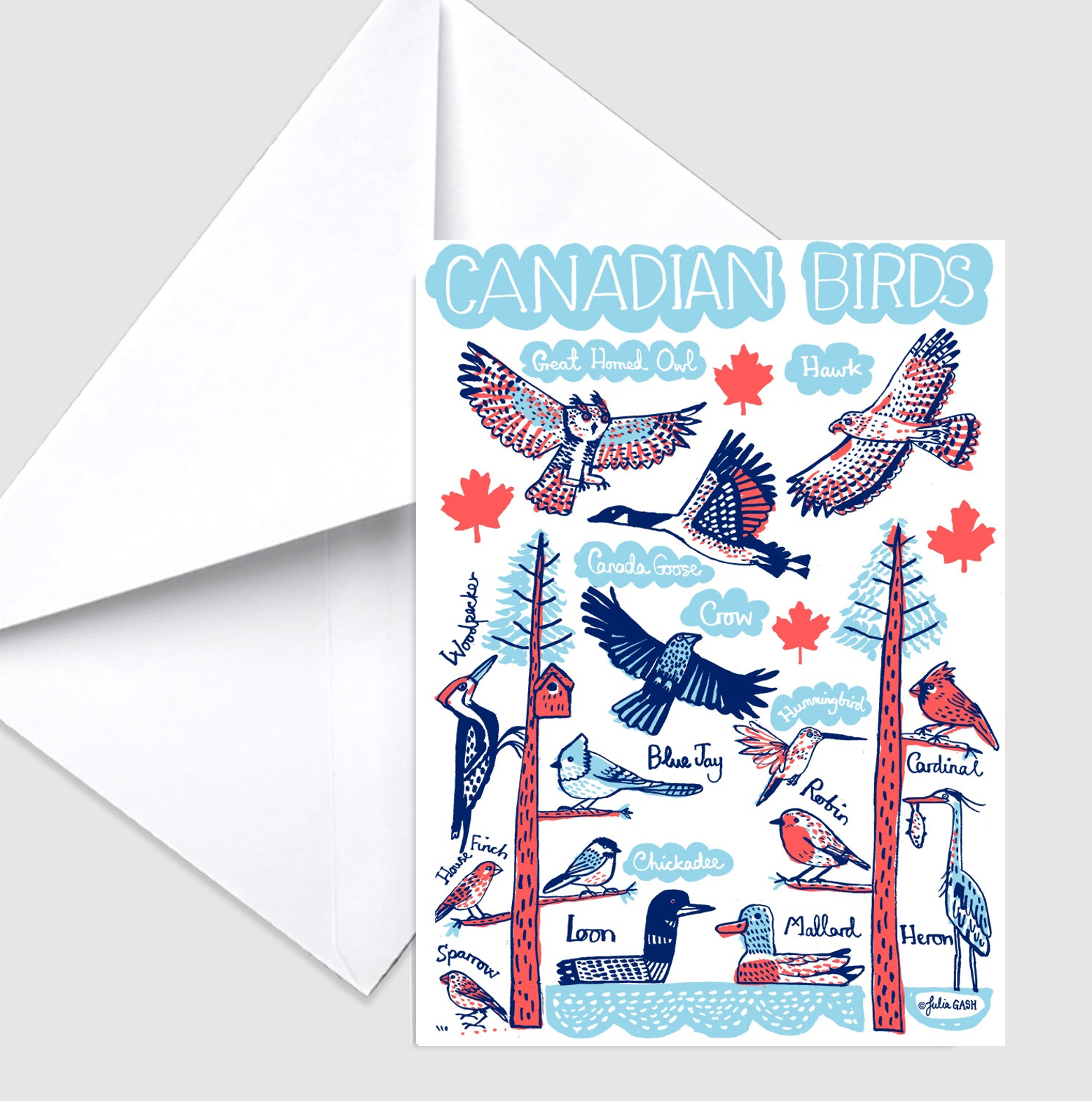 Canadian Birds Greeting Card - Julia Gash
