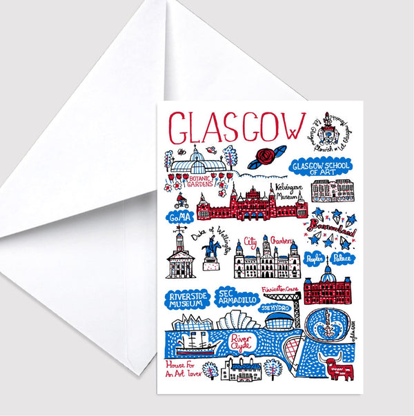 Glasgow Greeting Card by British Travel Artist Julia Gash