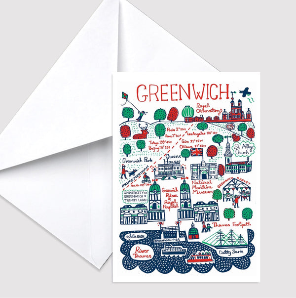 Greenwich Greeting Card by British Travel Artist Julia Gash