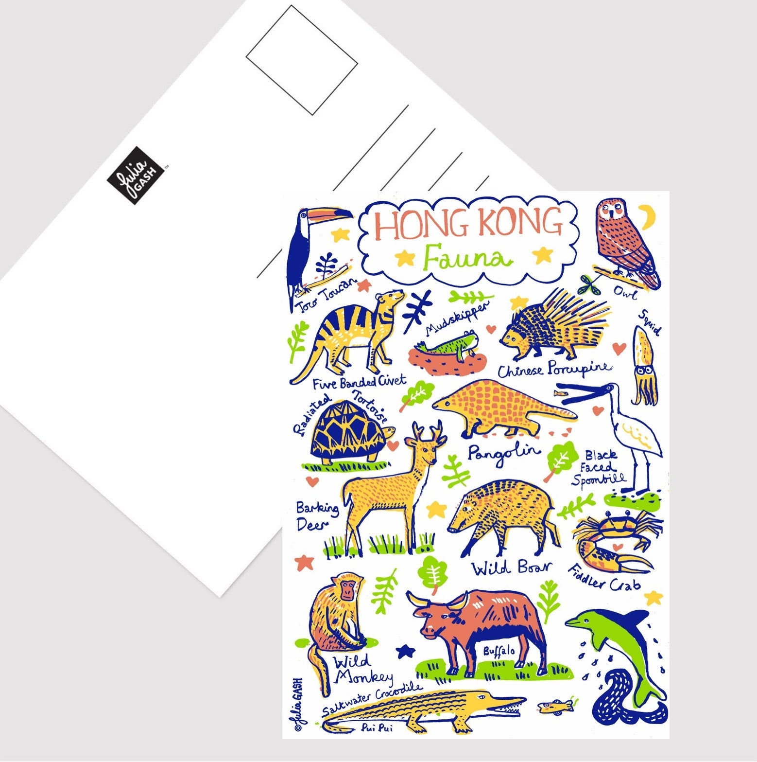 Hong Kong Fauna Postcard - Julia Gash