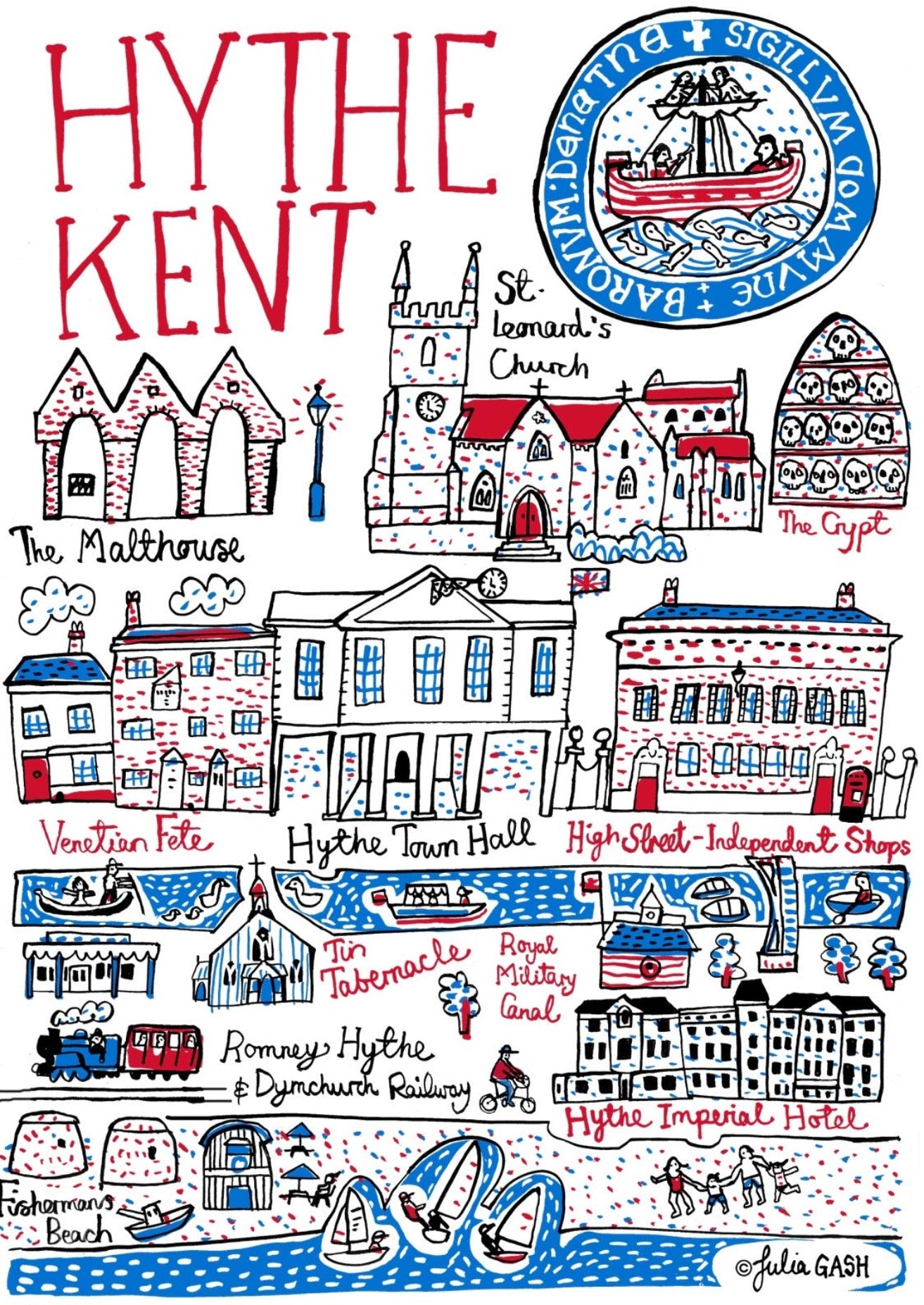 Hythe Kent Postcard by Julia Gash