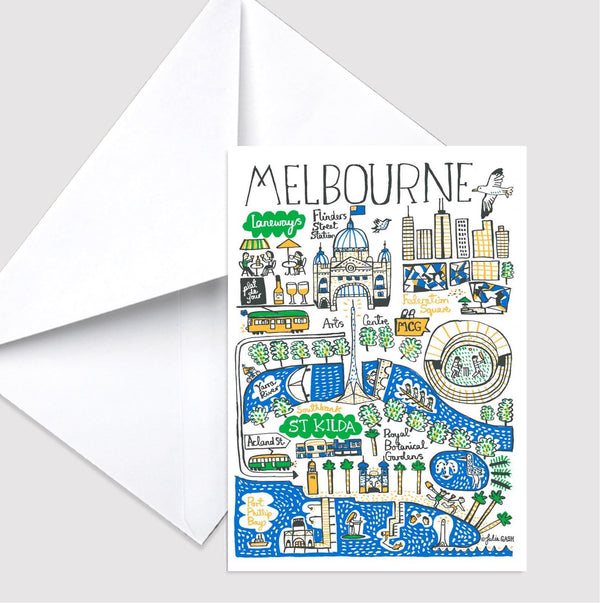 Melbourne Greeting Card by British Travel Artist Julia Gash