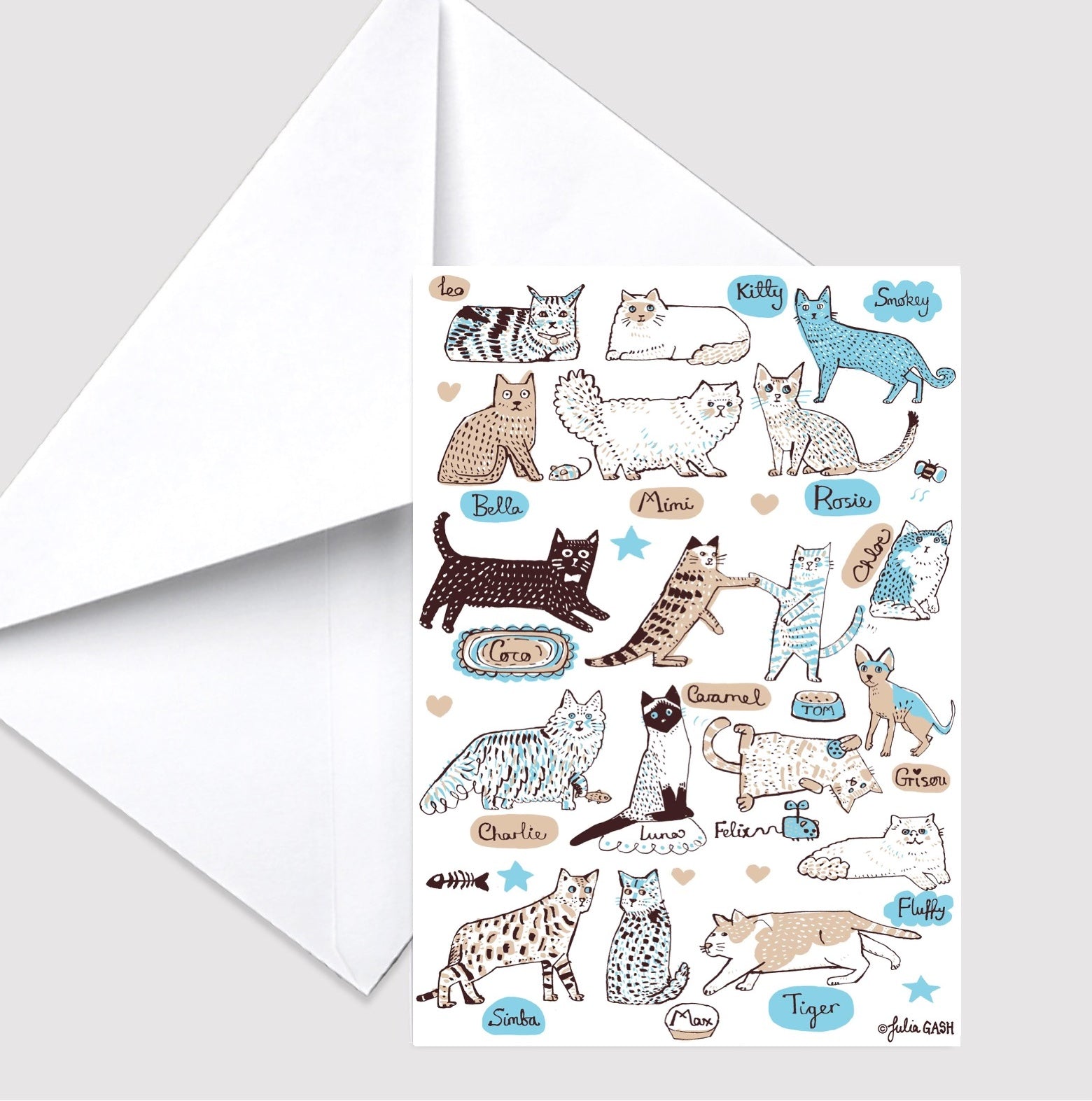 Our Feline Friends Greeting Card - Julia Gash