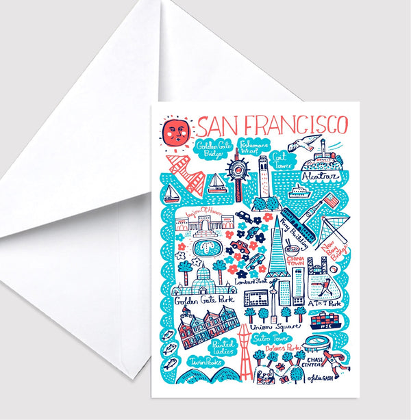 San Francisco Greeting Card by British Travel Artist Julia Gash