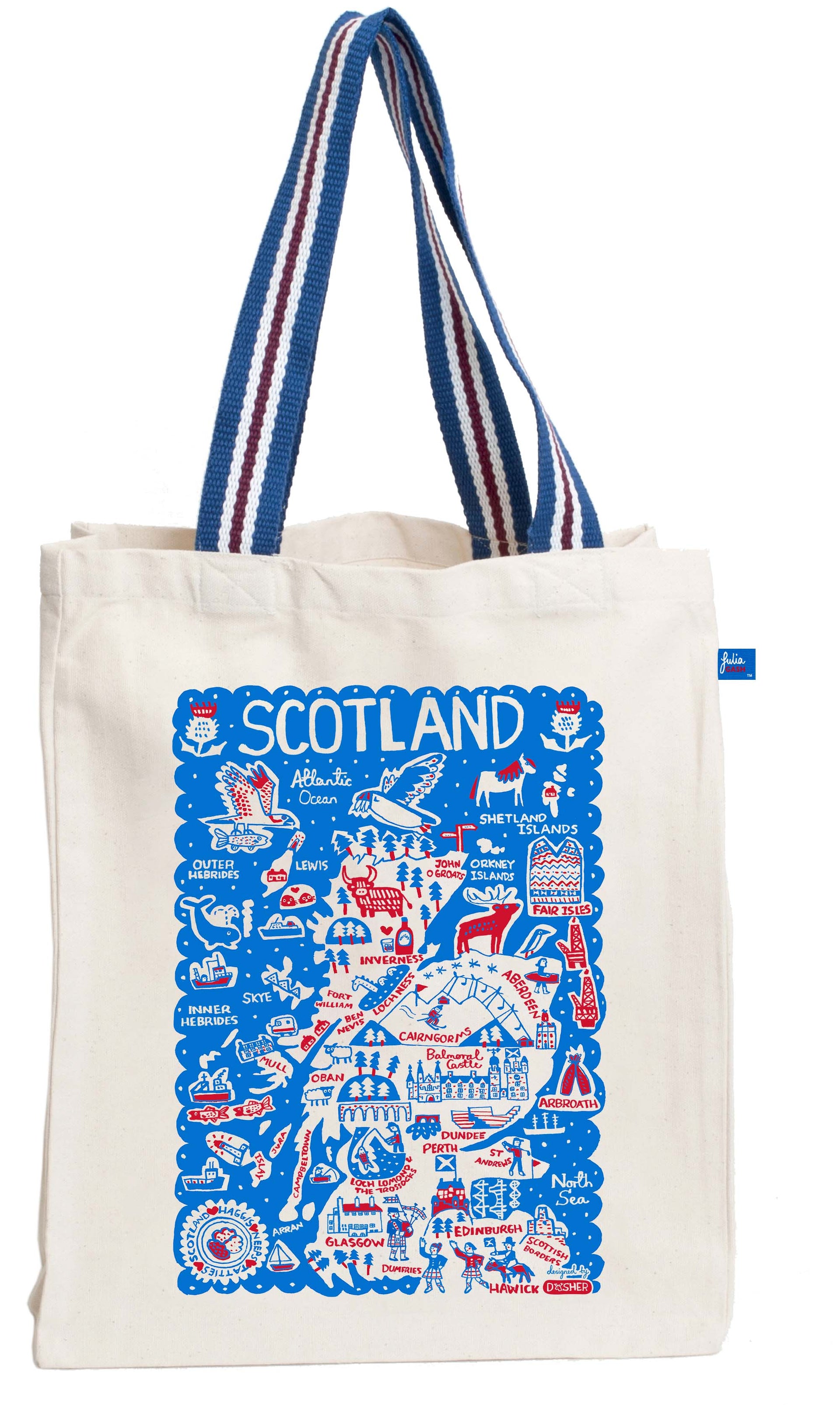 Scotland By Dasher Tote Bag by British Travel Artist Julia Gash