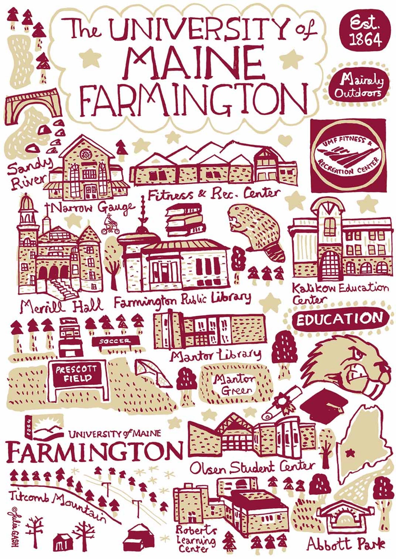 University of Maine - Farmington Art Print by Julia Gash