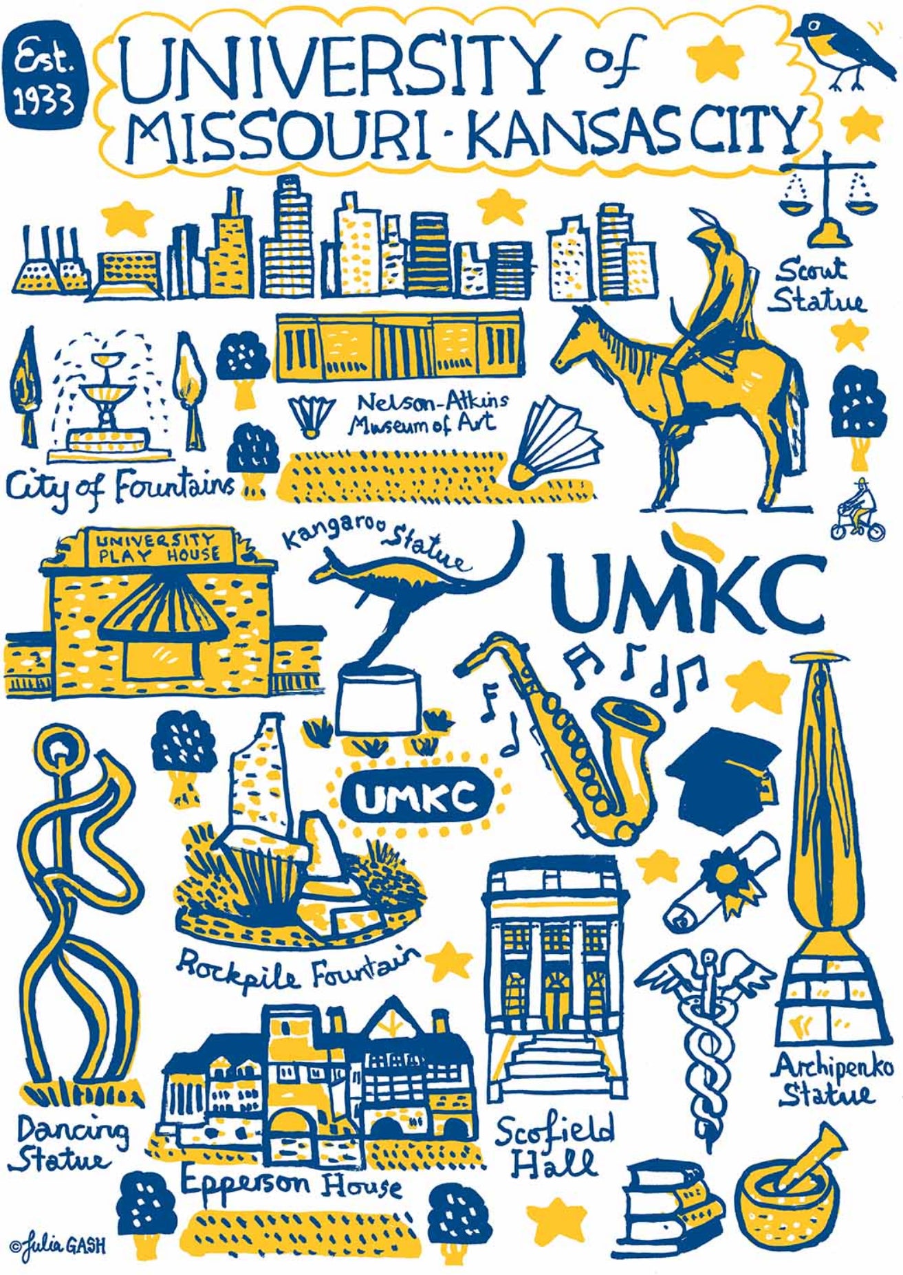 University of Missouri - Kansas City Art Print by Julia Gash