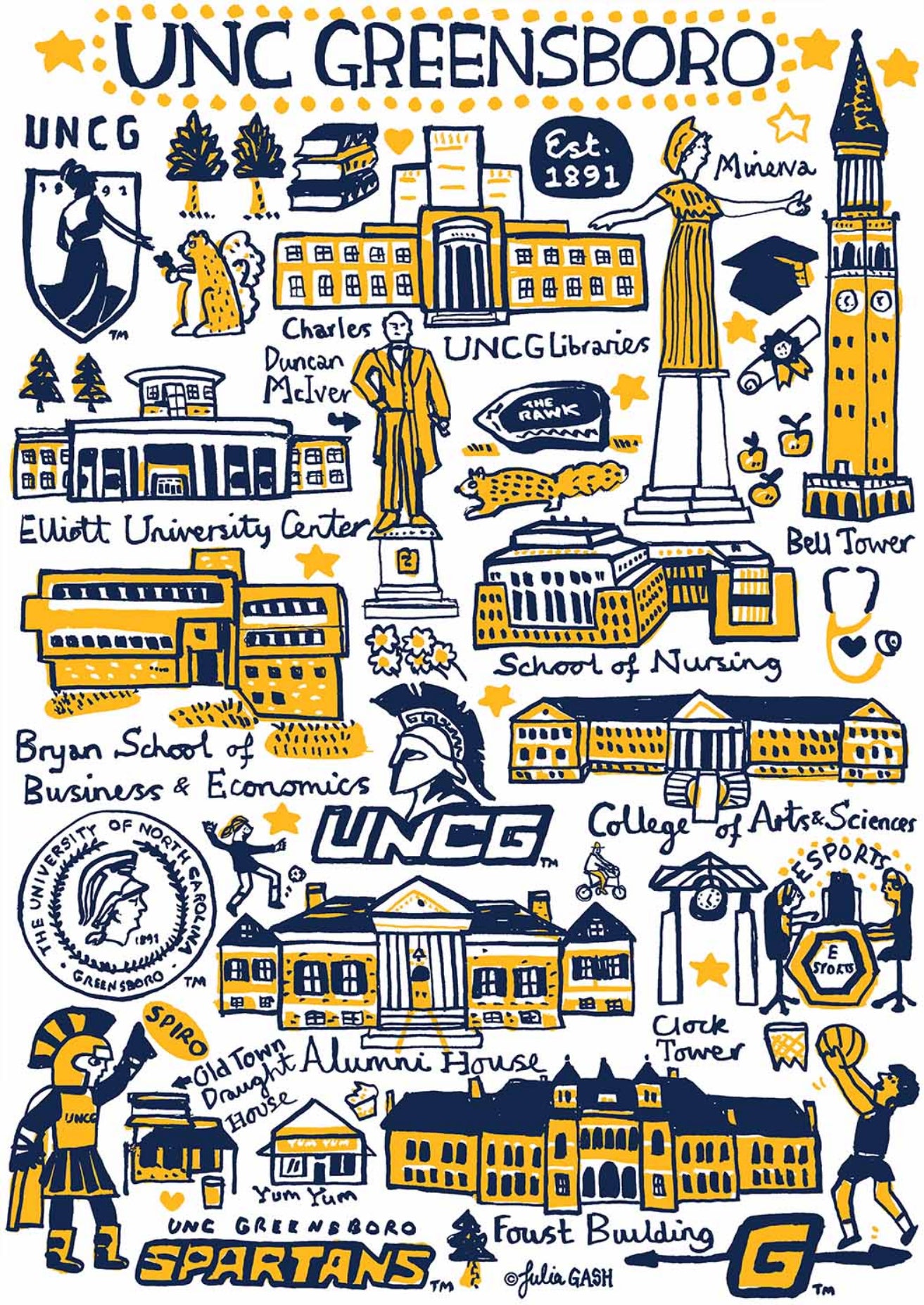 University of North Carolina Greensboro Art Print by Julia Gash