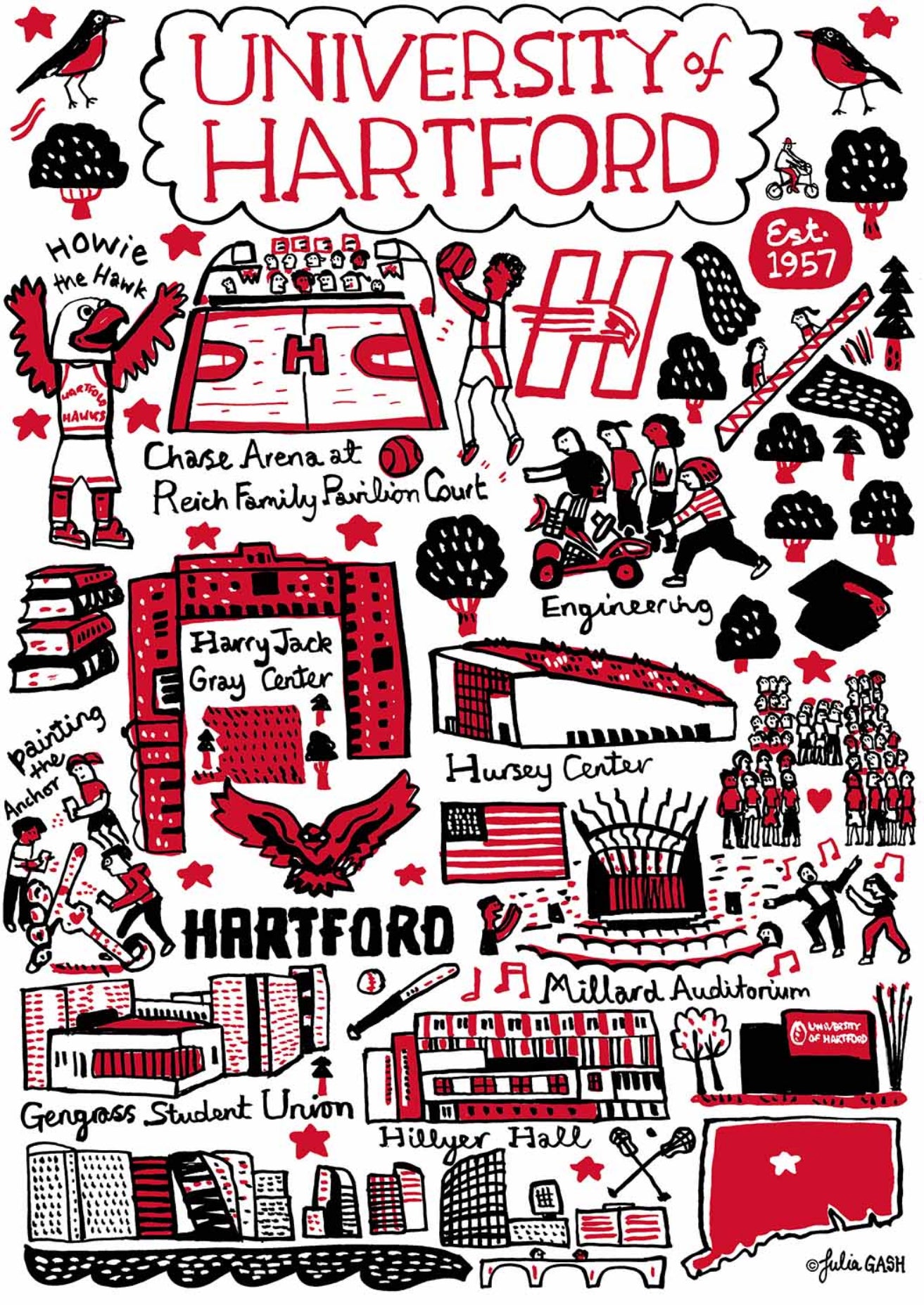 University of Hartford Art Printby Julia Gash