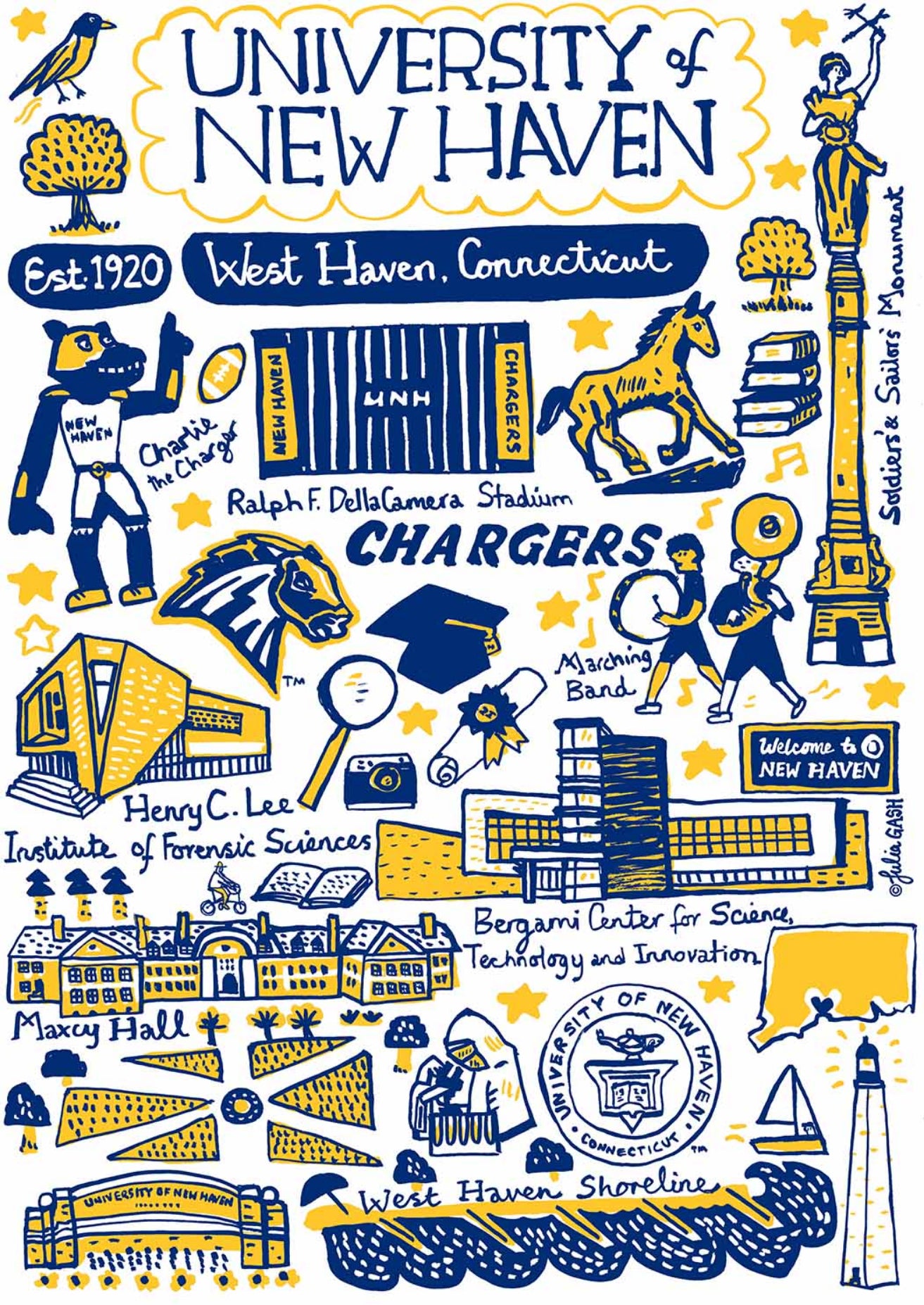 University of New Haven Art Print by Julia Gash