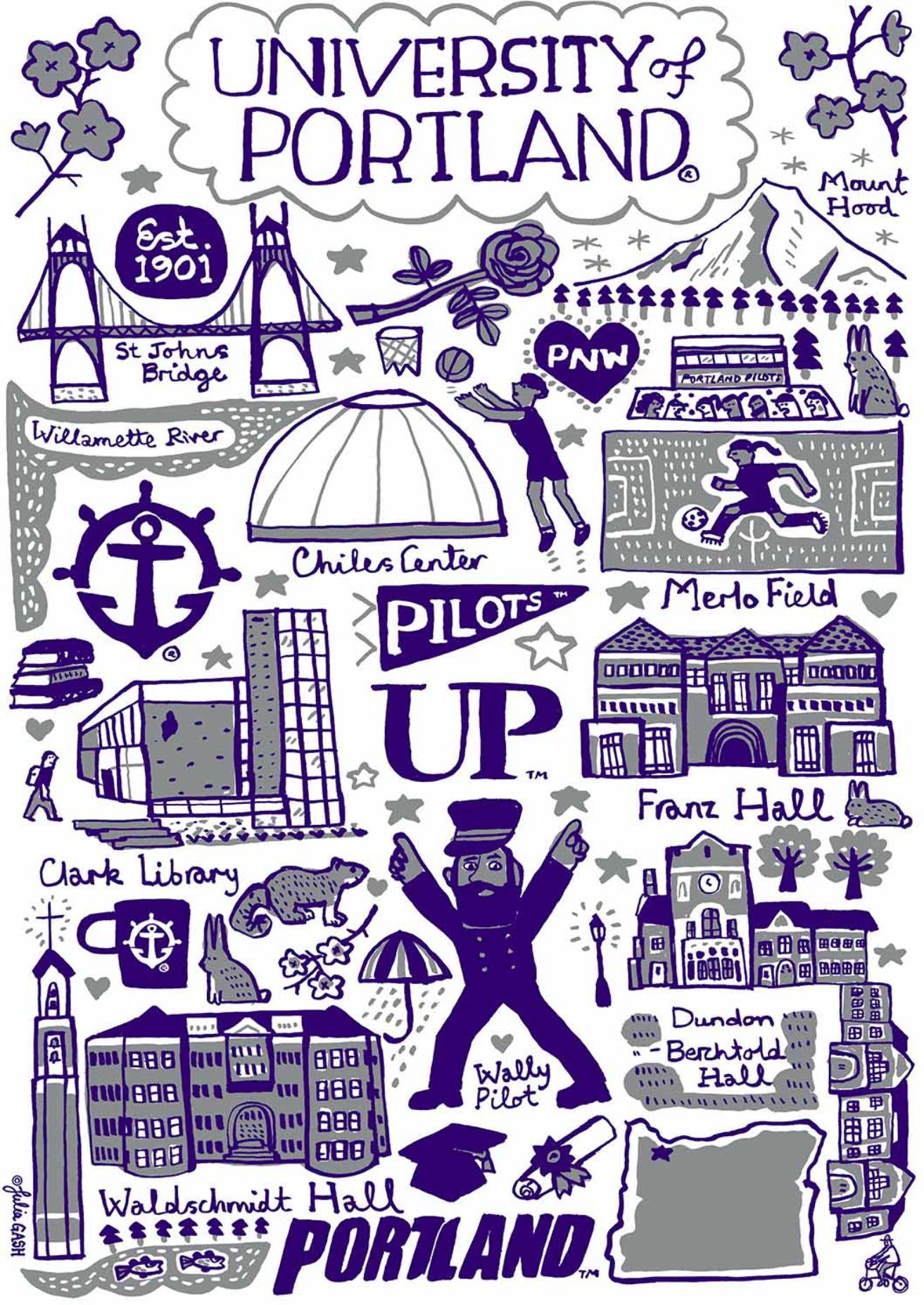 University of Portland Art Print by Julia Gash