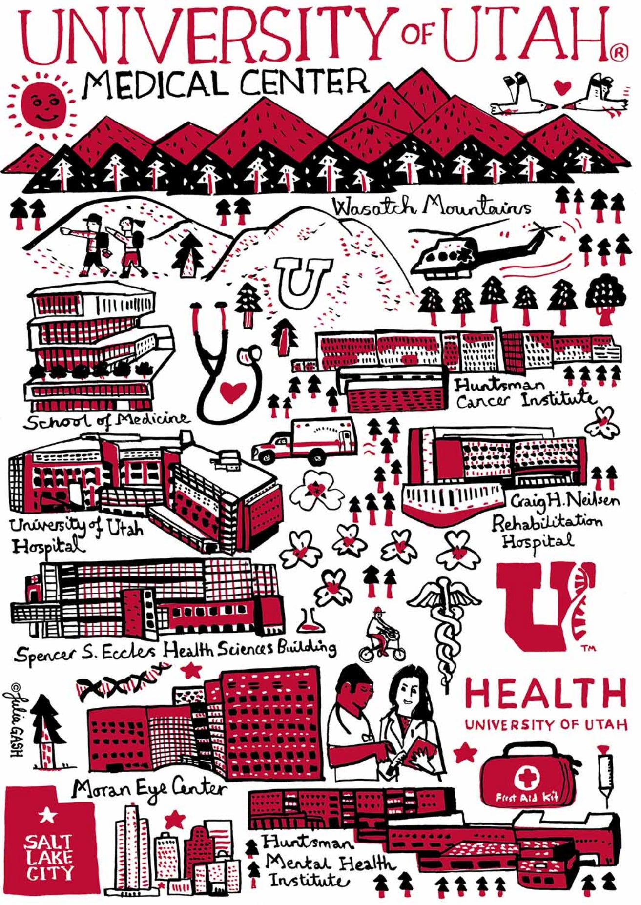 University of Utah Medical Center Art print by Julia Gash