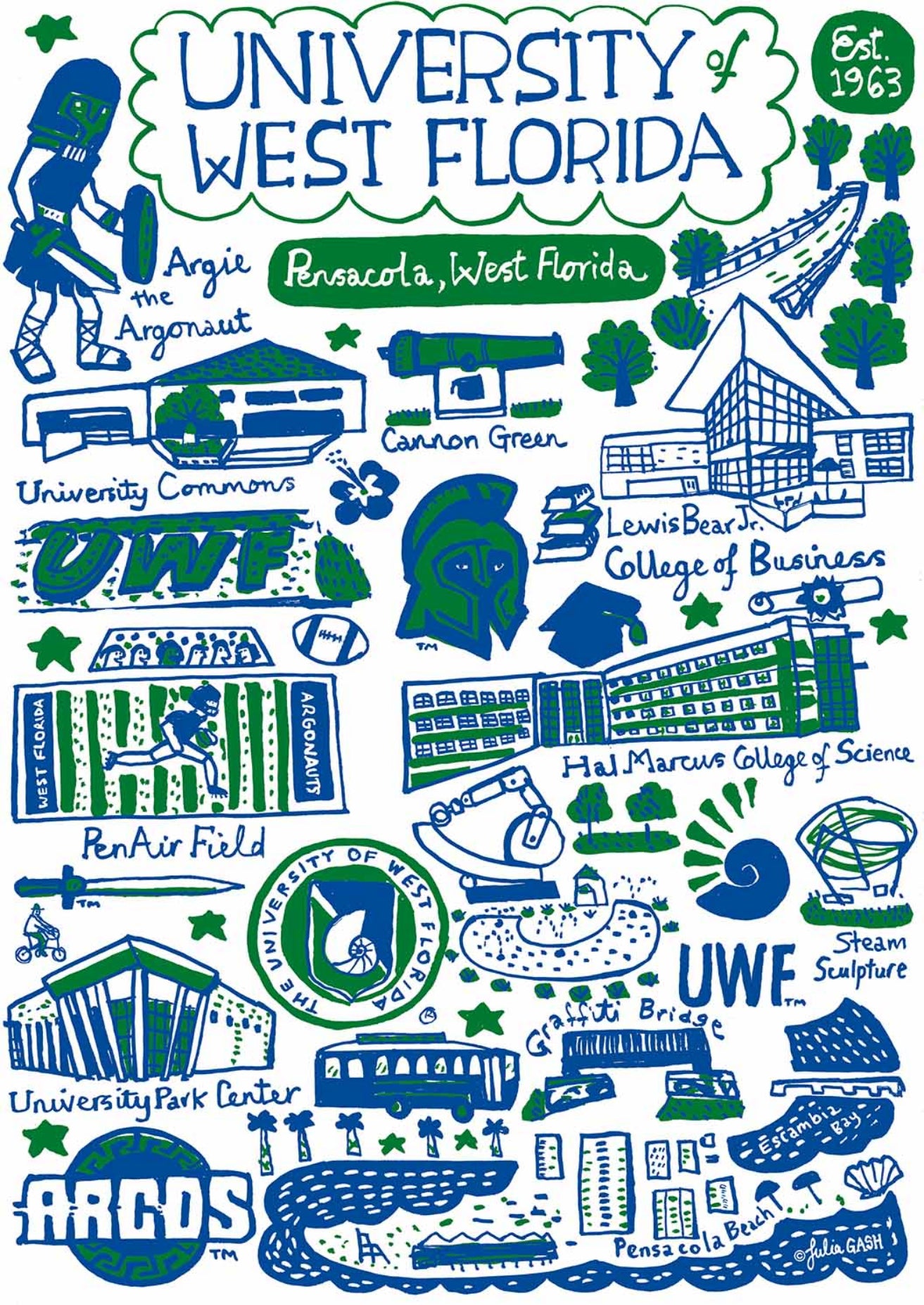 University of West Florida Art Print by Julia Gash